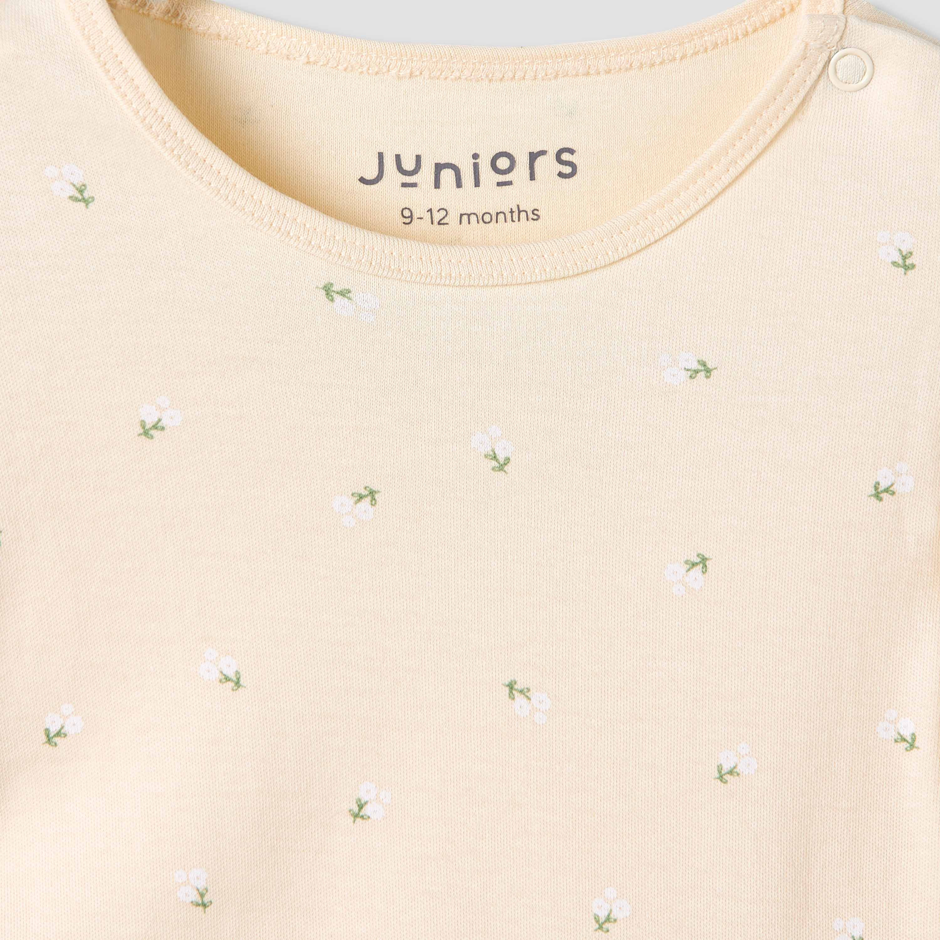 Juniors Crew Neck Romper with Print - Cotton - Short Sleeves - Set of 3-baby-girls-clothing-rompers-image-5