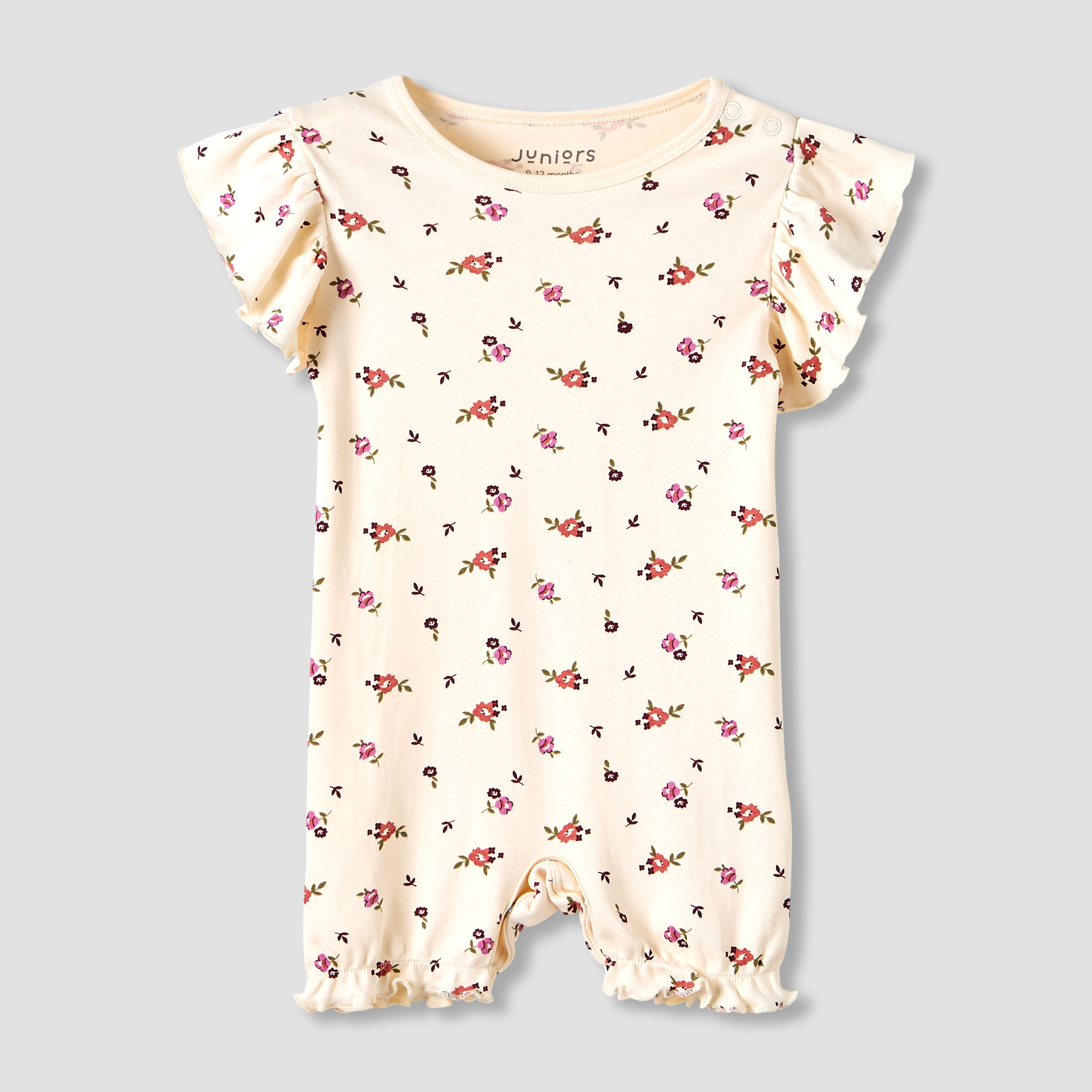 Juniors Crew Neck Romper with Snap Button Closure - Cotton - Cap Sleeves - Set of 3-baby-girls-clothing-rompers-image-2
