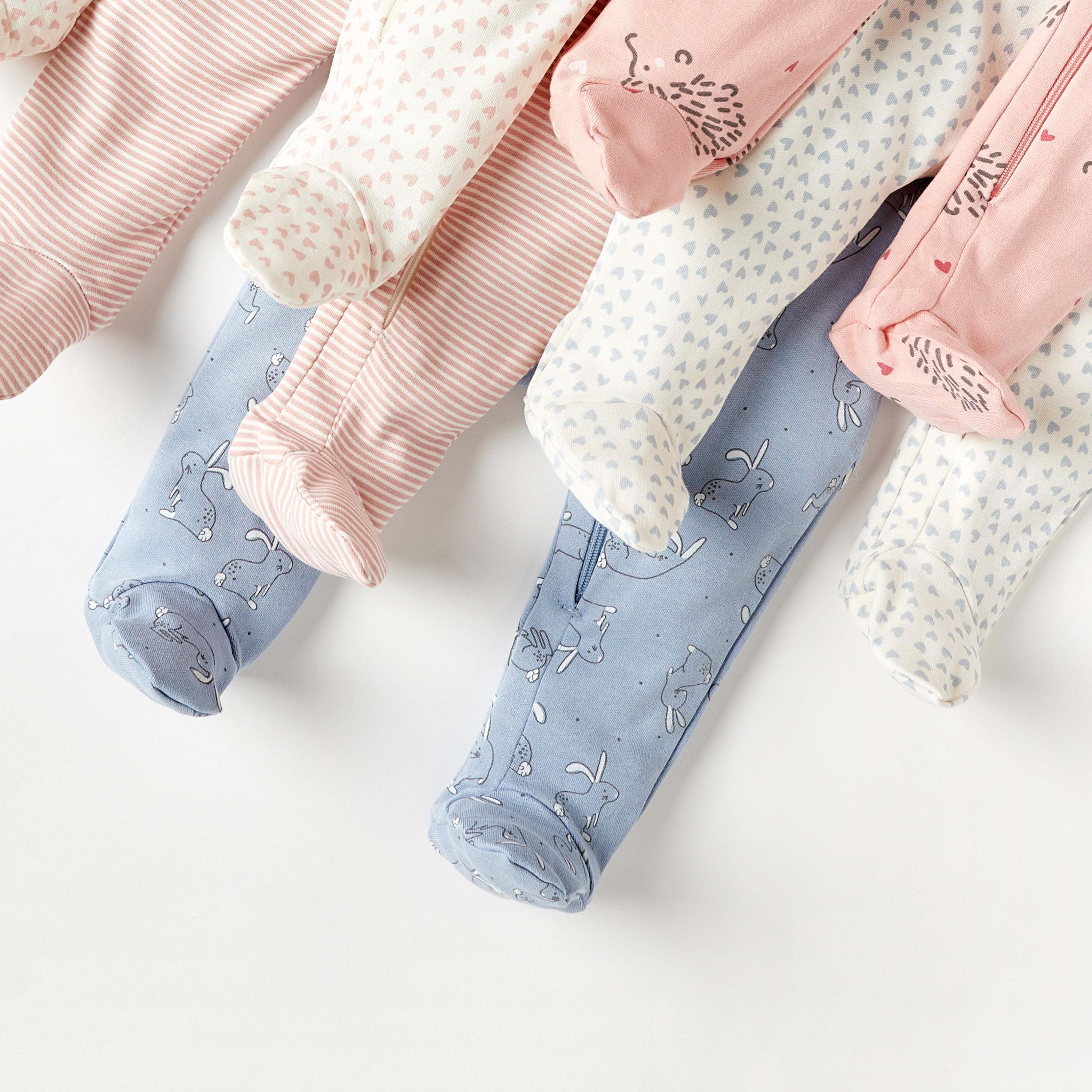 Juniors Printed Closed-Feet Sleepsuit with Long Sleeves - Set of 5-baby-boys-clothing-nightwear-sleepsuits-image-4