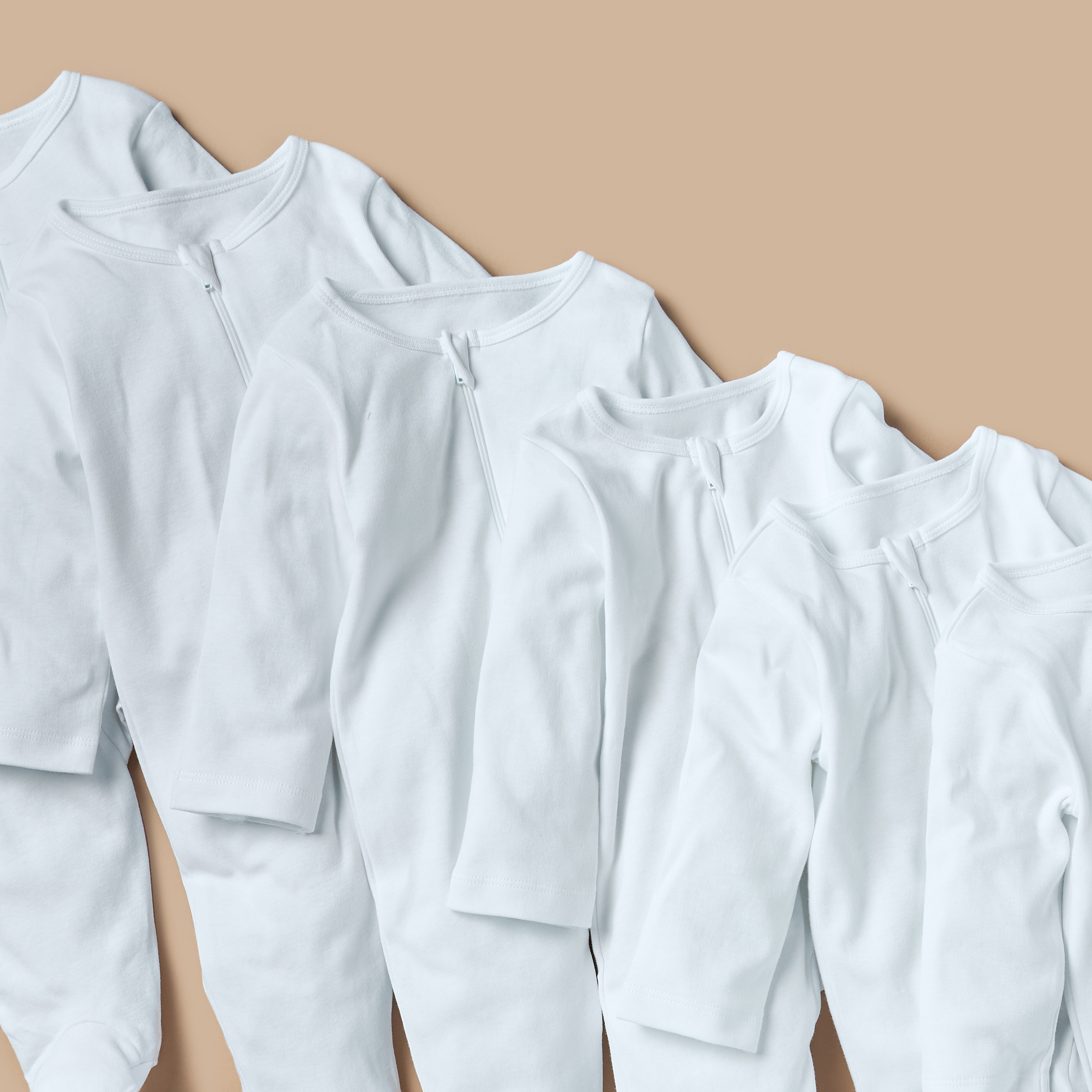 Juniors Solid Sleepsuit with Long Sleeves and Zip Closure - Set of 7-baby-girls-clothing-nightwear-sleepsuits-image-3