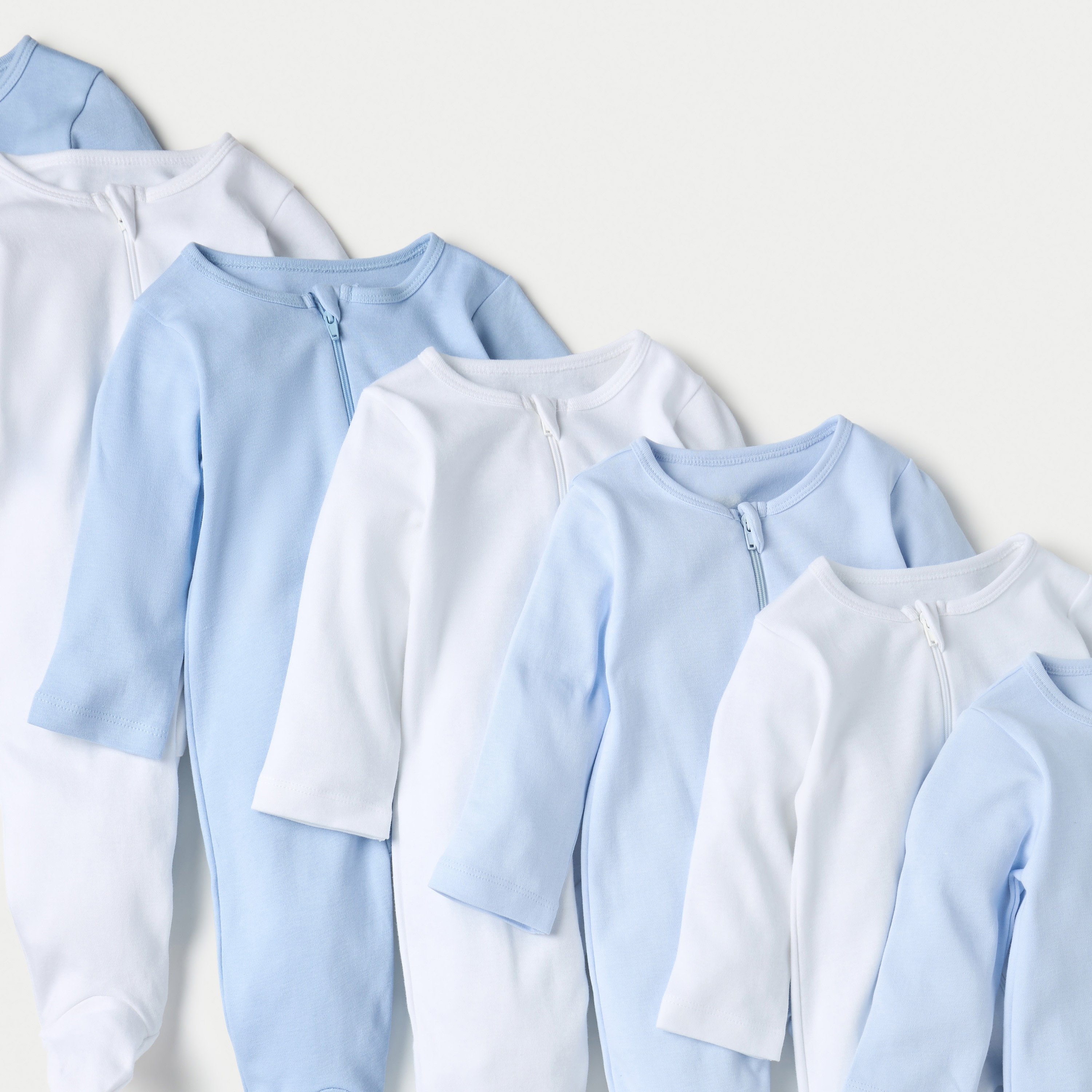 طقم بدلة نوم بأكمام طويلة وسحاب إغلاق 7 قطع سادة من جونيورز-baby-boys-clothing-nightwear-sleepsuits-image-2