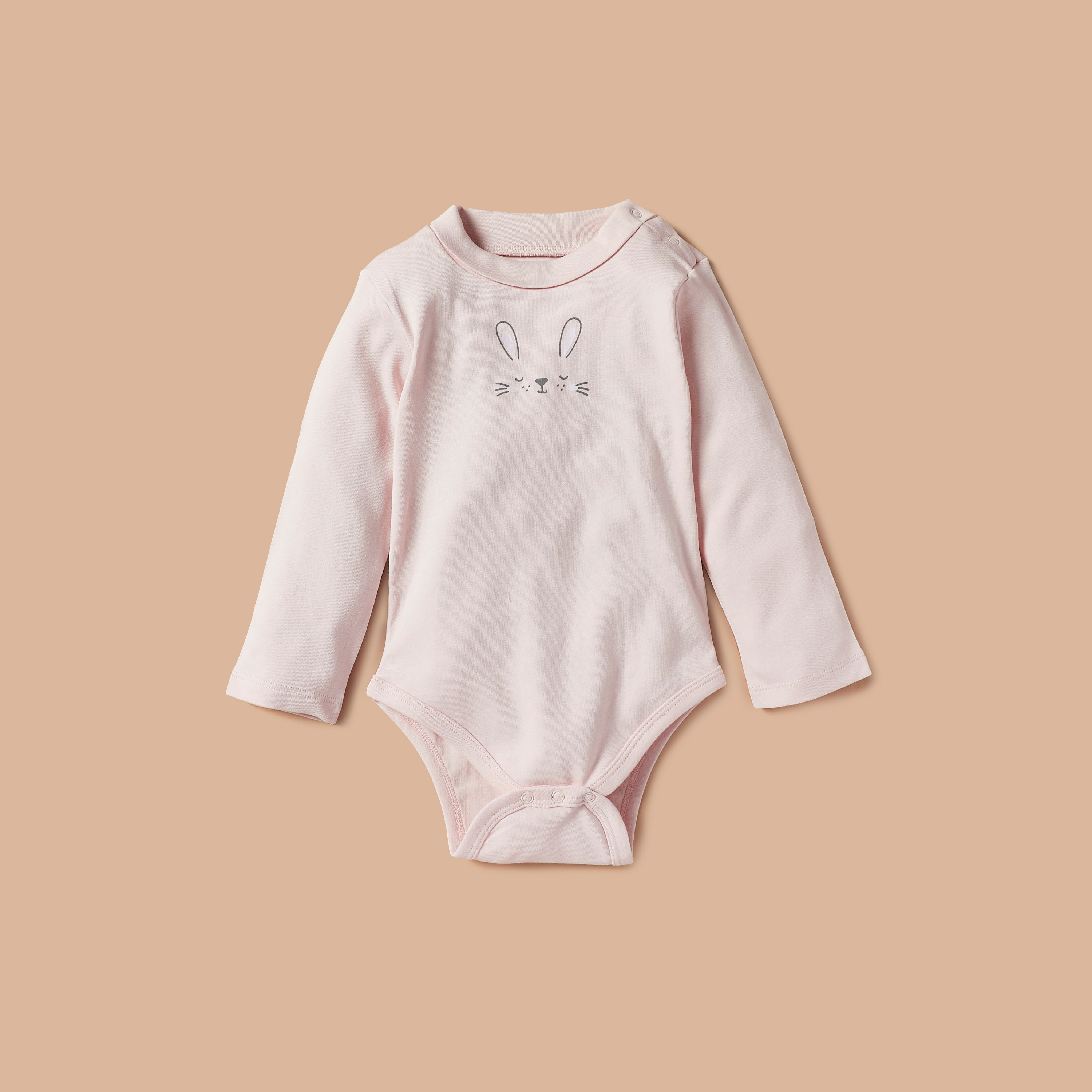 Juniors Bunny Print Long Sleeves Bodysuit - Set of 2-baby-girls-clothing-winterwear-bodysuits-image-3