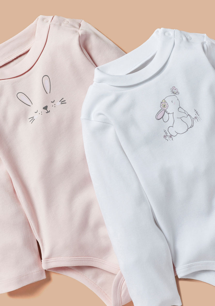 Juniors Bunny Print Long Sleeves Bodysuit - Set of 2-Bodysuits-image-3