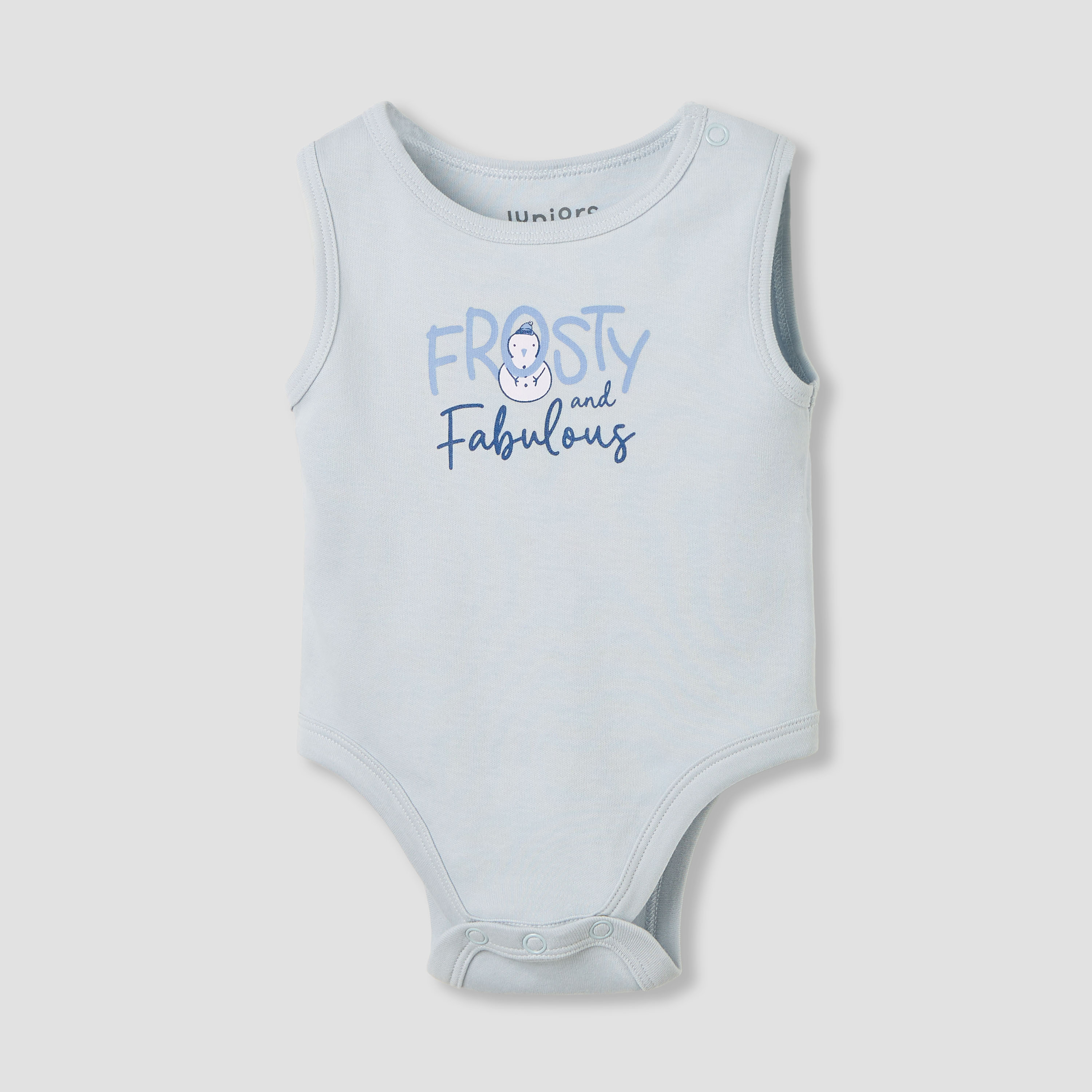Juniors Round Neck Bodysuit with Snap Button Closure - Cotton - Sleeveless-baby-girls-clothing-bodysuits-image-1