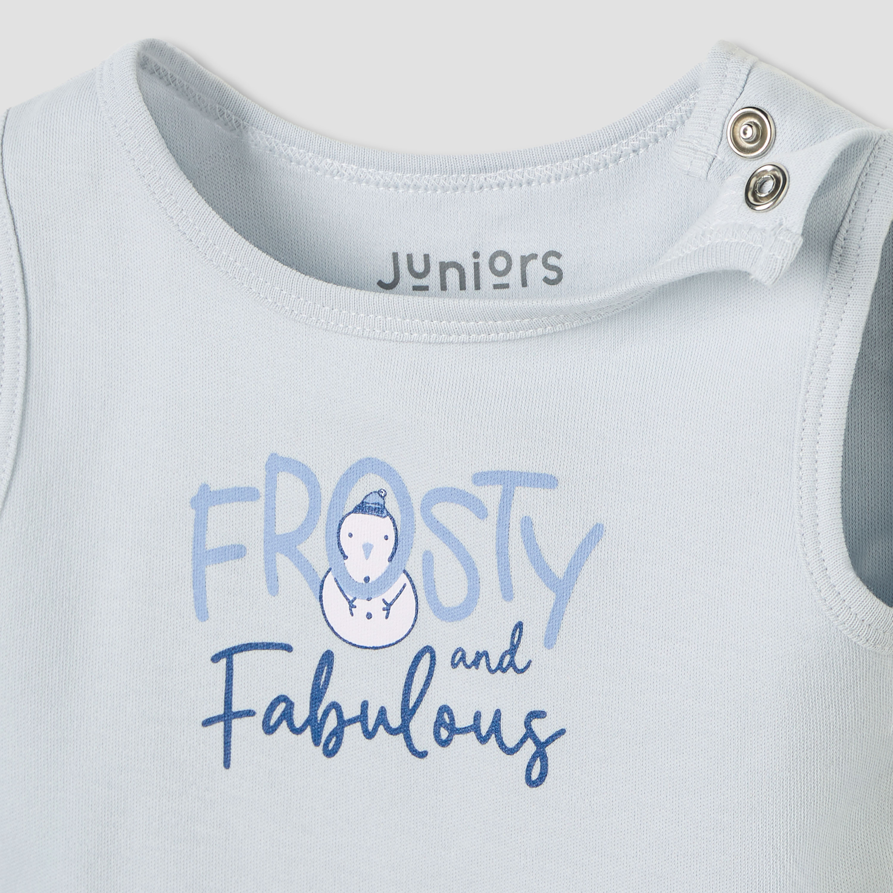 Juniors Round Neck Bodysuit with Snap Button Closure - Cotton - Sleeveless-baby-girls-clothing-bodysuits-image-3