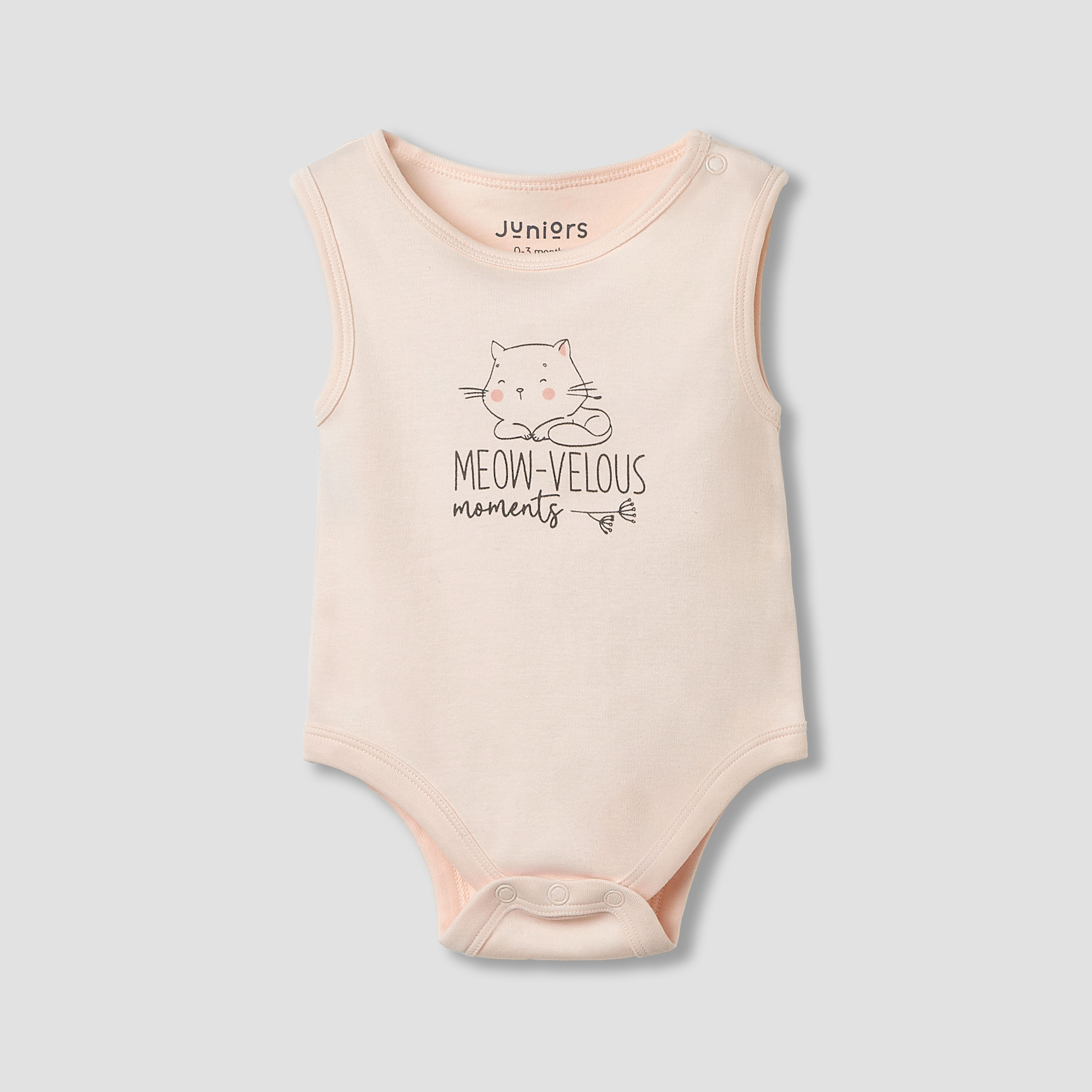 Juniors Round Neck Bodysuit with Snap Button Closure - Cotton - Sleeveless-baby-boys-clothing-bodysuits-image-1