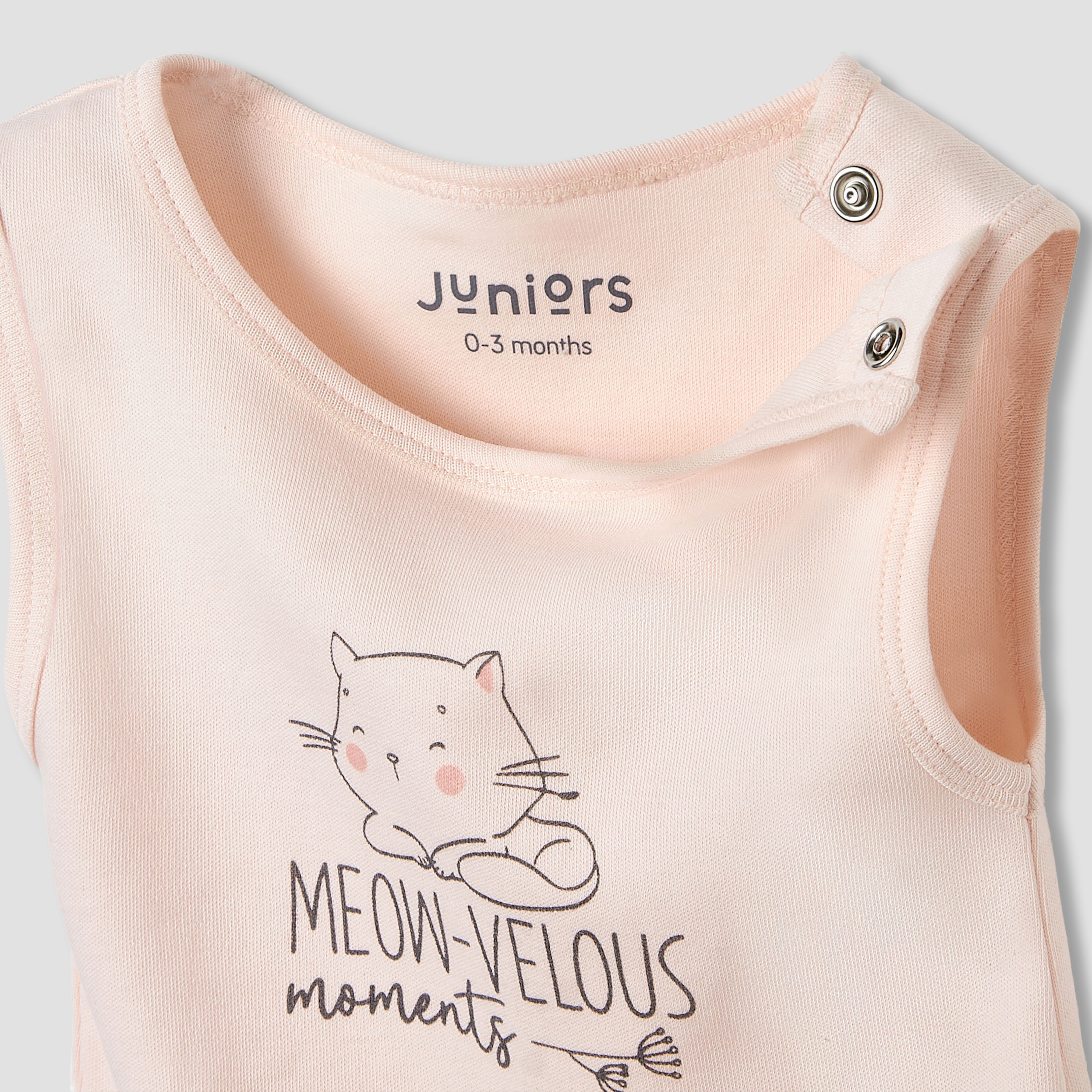 Juniors Round Neck Bodysuit with Snap Button Closure - Cotton - Sleeveless-baby-boys-clothing-bodysuits-image-3
