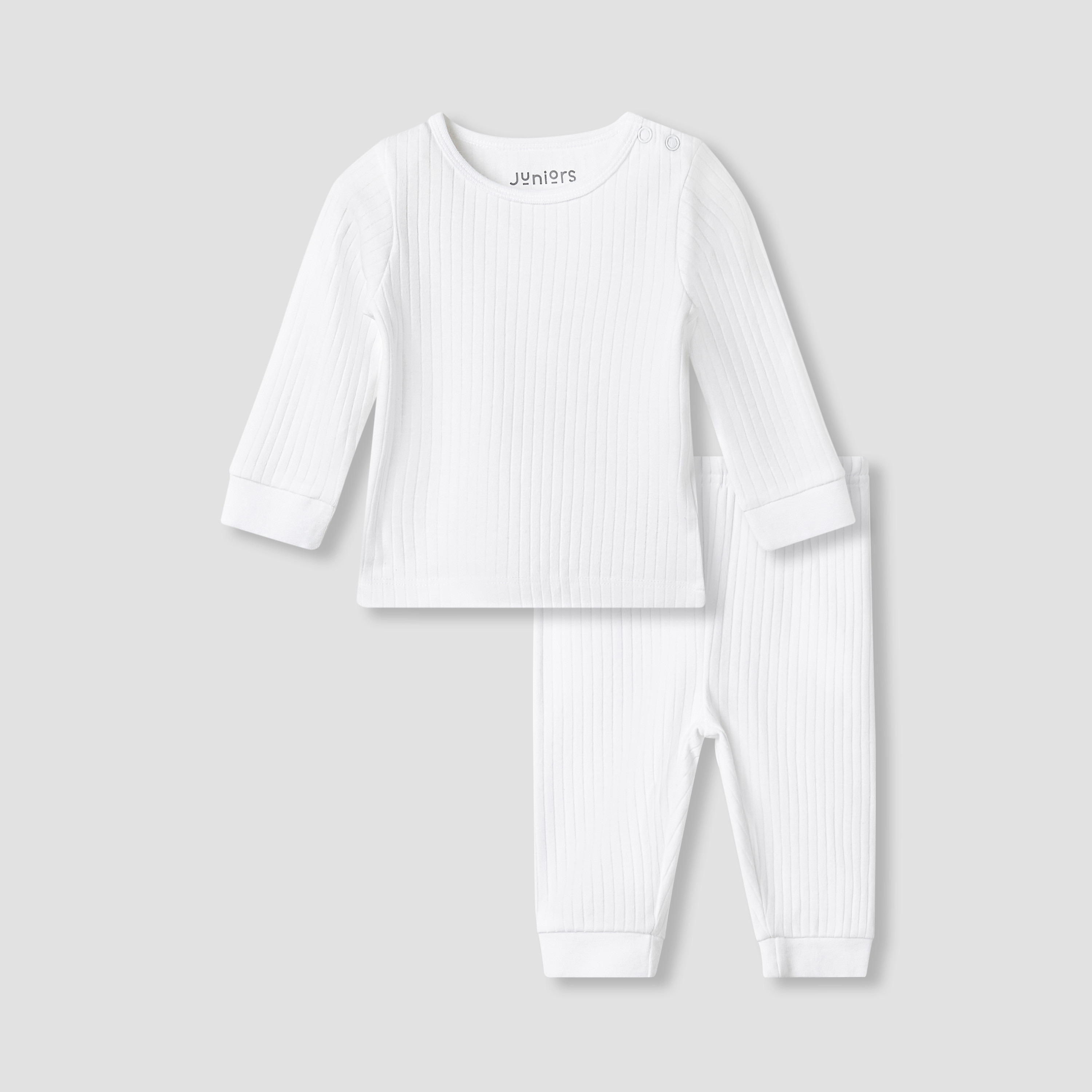 Juniors Pyjama Set with Ribbed Texture - Long Sleeves - Round Neck-baby-girls-clothing-winterwear-pyjamasets-image-1