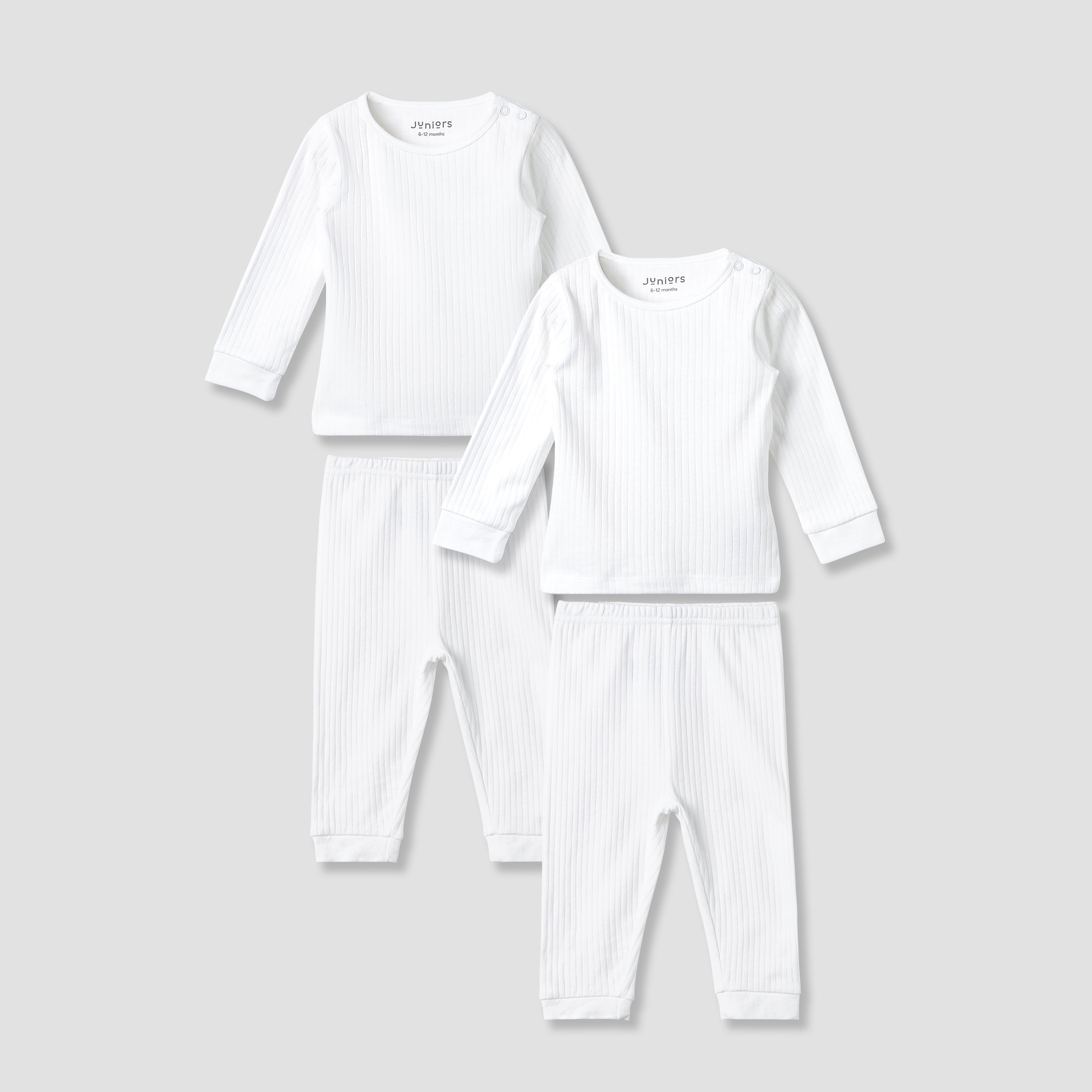 Set of 2 Juniors Round Neck Long Sleeves Pyjama Set with Ribbed Design-baby-girls-clothing-nightwear-pyjamasets-image-1