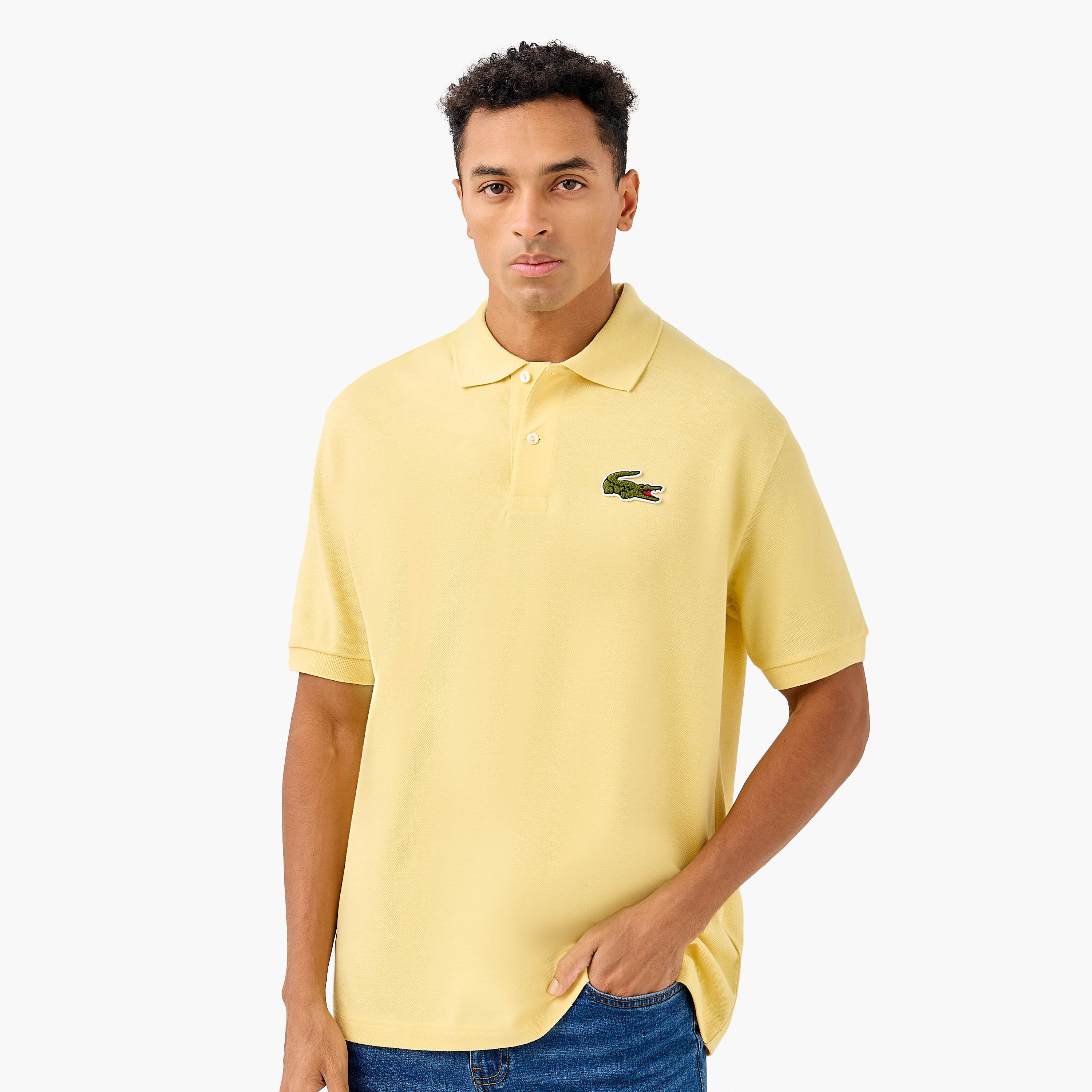 Lacoste Solid Polo T-shirt with Short Sleeves-men-clothing-tshirtsandpolos-polos-image-1