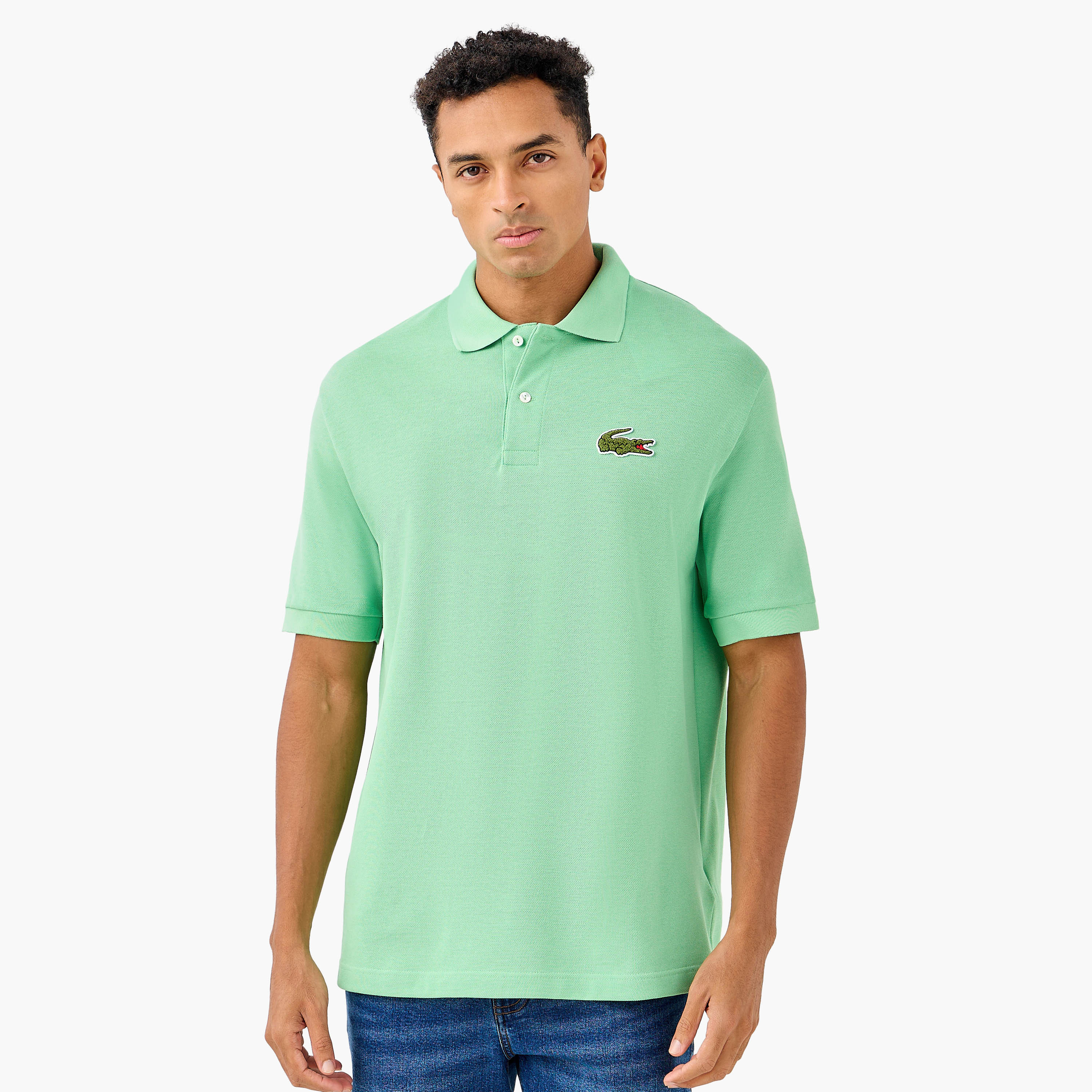 Lacoste Solid Polo T-shirt with Short Sleeves-men-clothing-tshirtsandpolos-polos-image-1