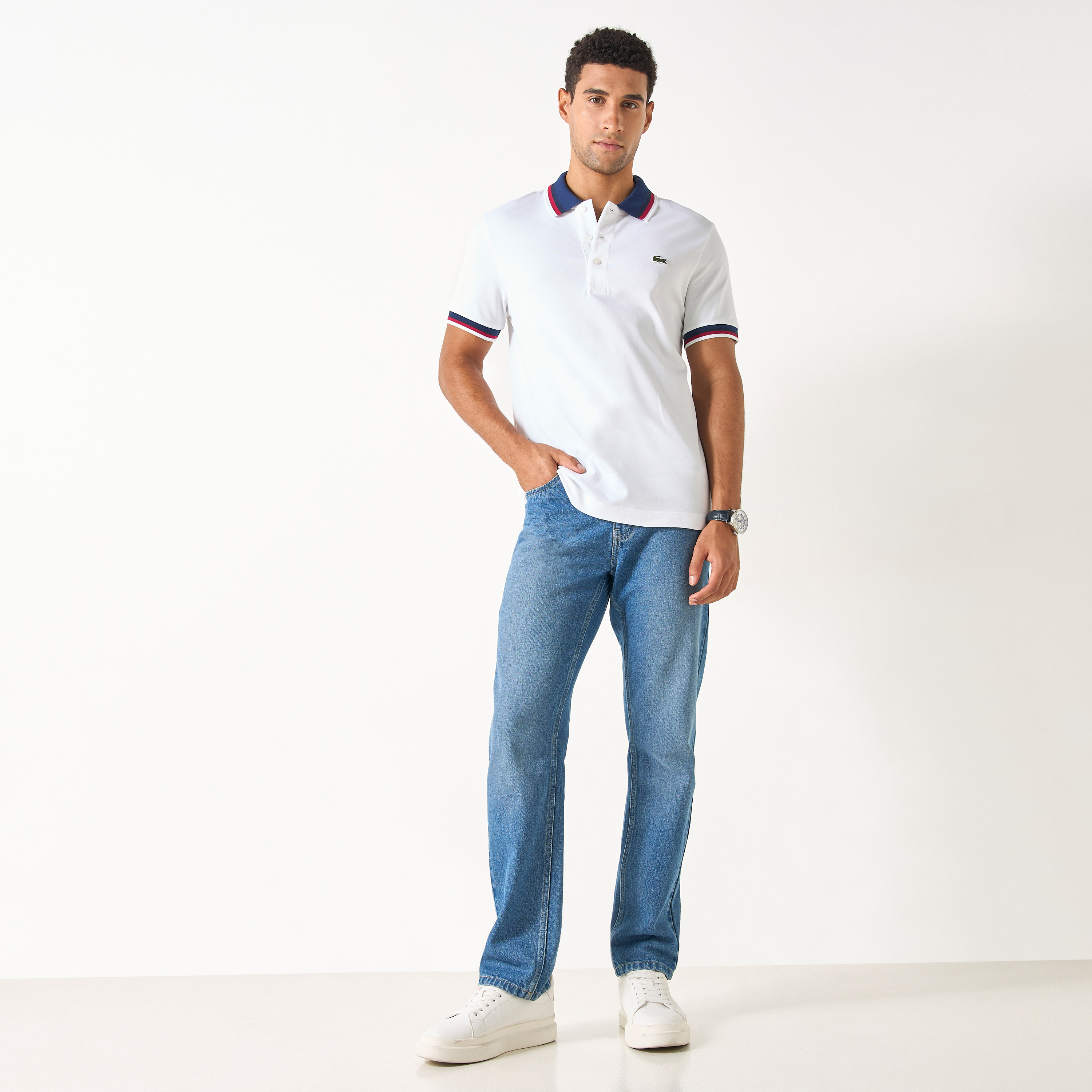 Lacoste Logo Applique Polo T-shirt with Short Sleeves-men-clothing-tshirtsandpolos-polos-image-2