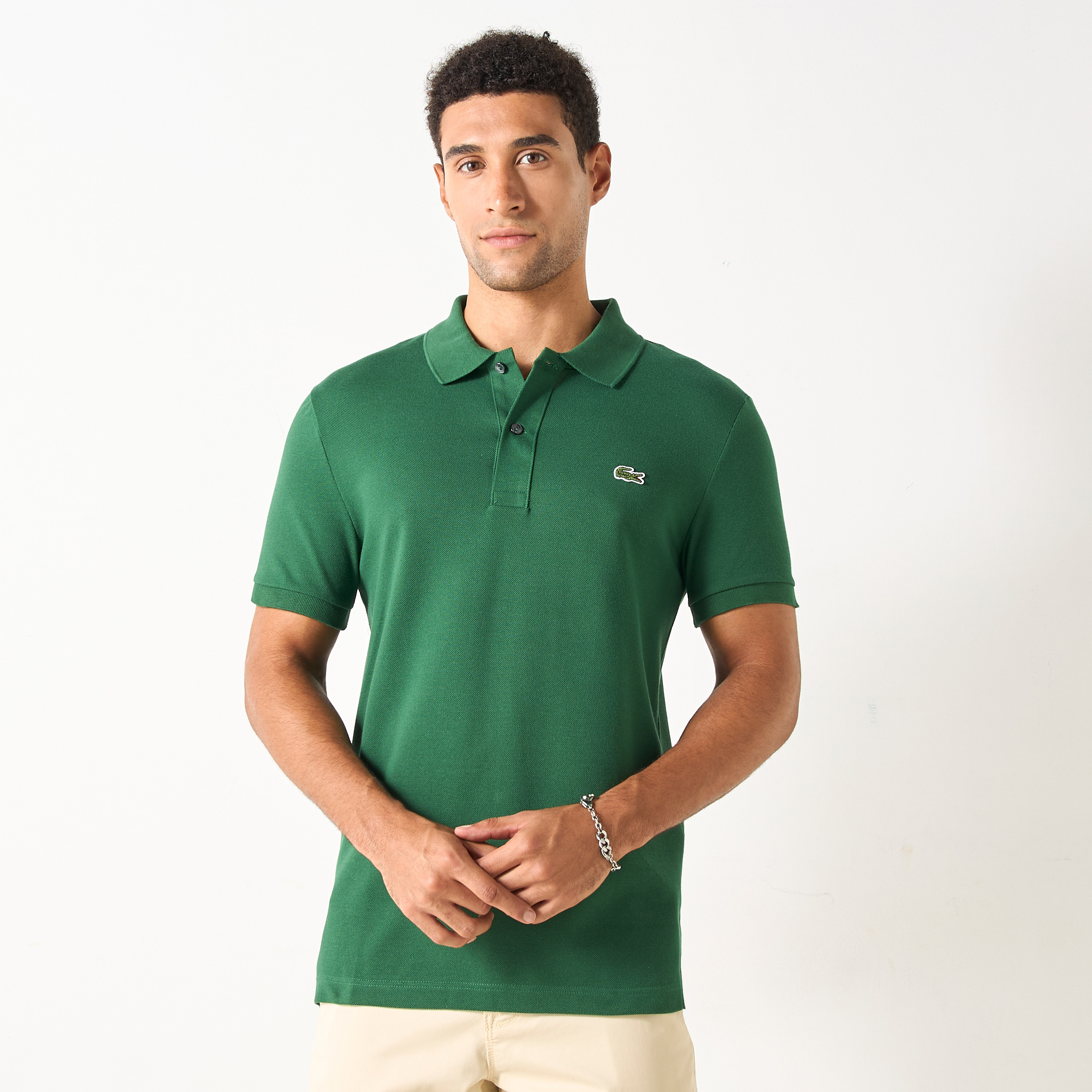 Lacoste Logo Applique Polo T-shirt with Short Sleeves-men-clothing-tshirtsandpolos-polos-image-1