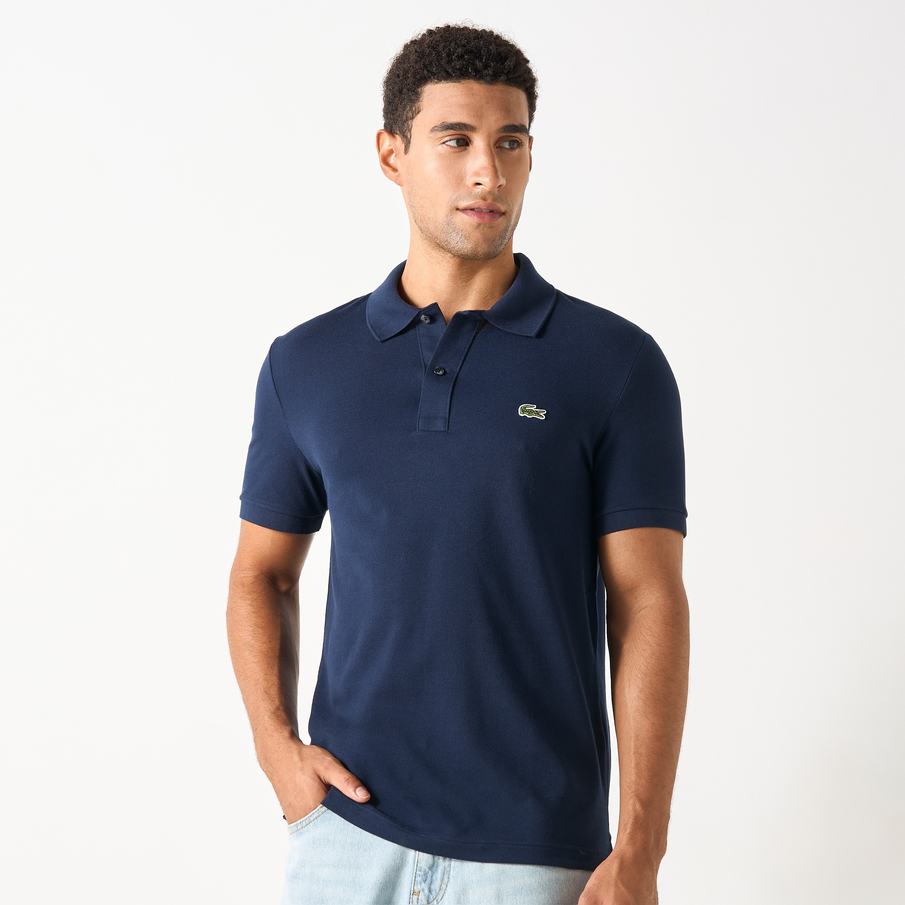 Lacoste Logo Applique Polo T-shirt with Short Sleeves-men-clothing-tshirtsandpolos-polos-image-1