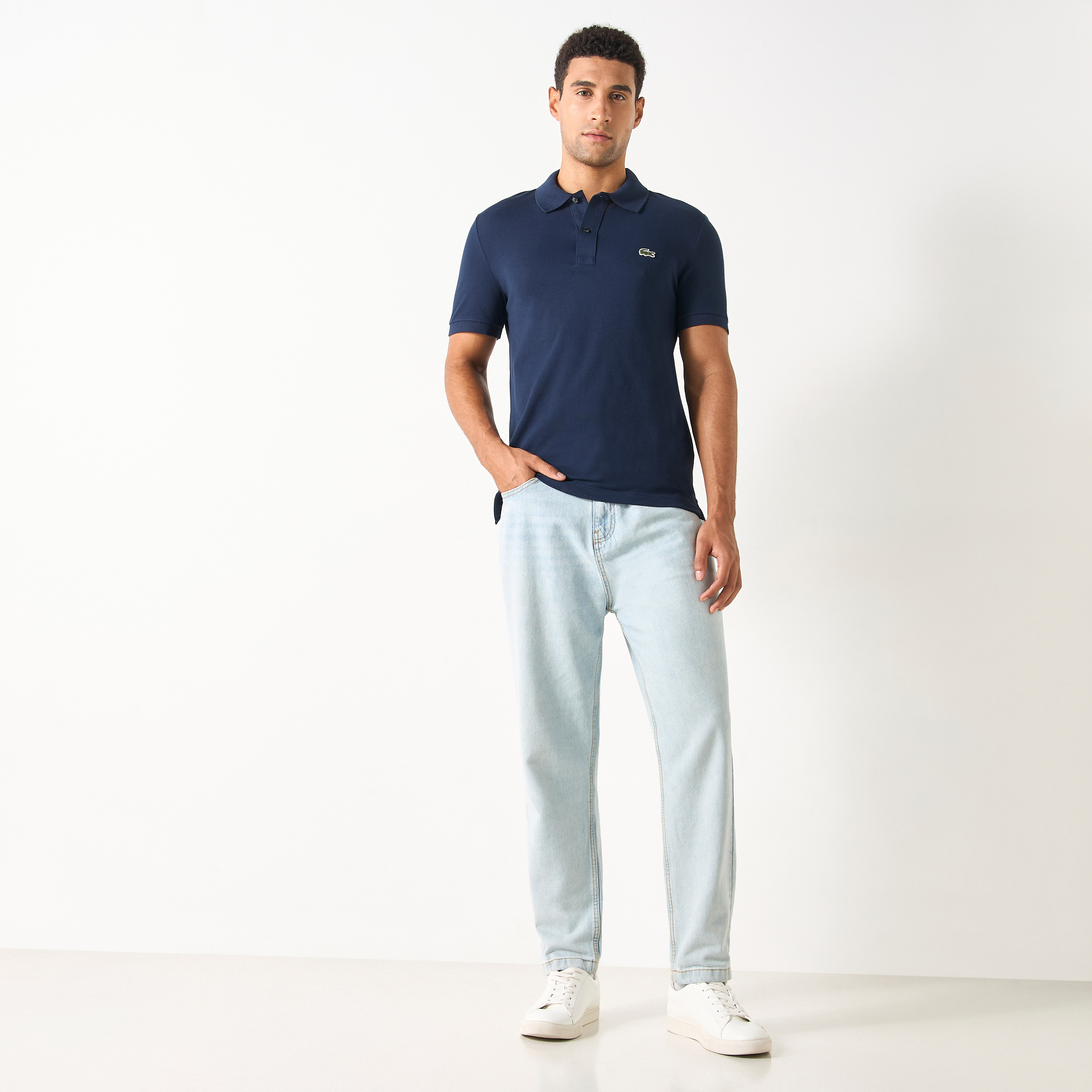 Lacoste Logo Applique Polo T-shirt with Short Sleeves-men-clothing-tshirtsandpolos-polos-image-2