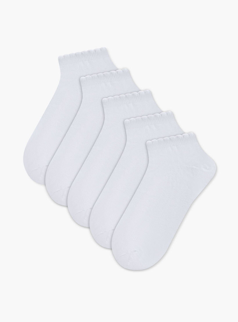 جوارب سادة بطول الكاحل من جونيورز - طقم 5 أزواج-girls-accessories-socks-image-1