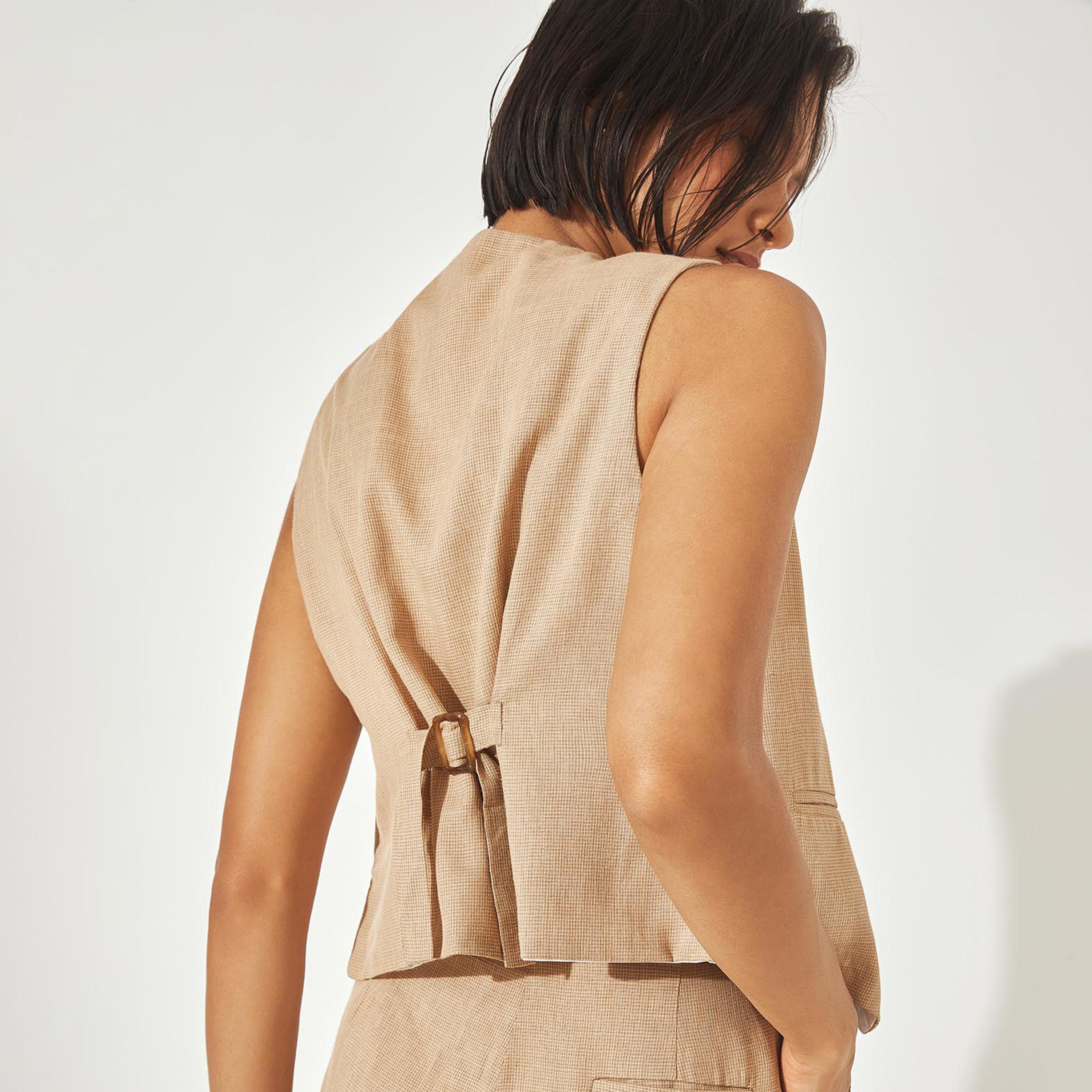 The Label Life Textured V-Neck Sleeveless Waistcoat-women-clothing-coatsandjackets-coats-image-5