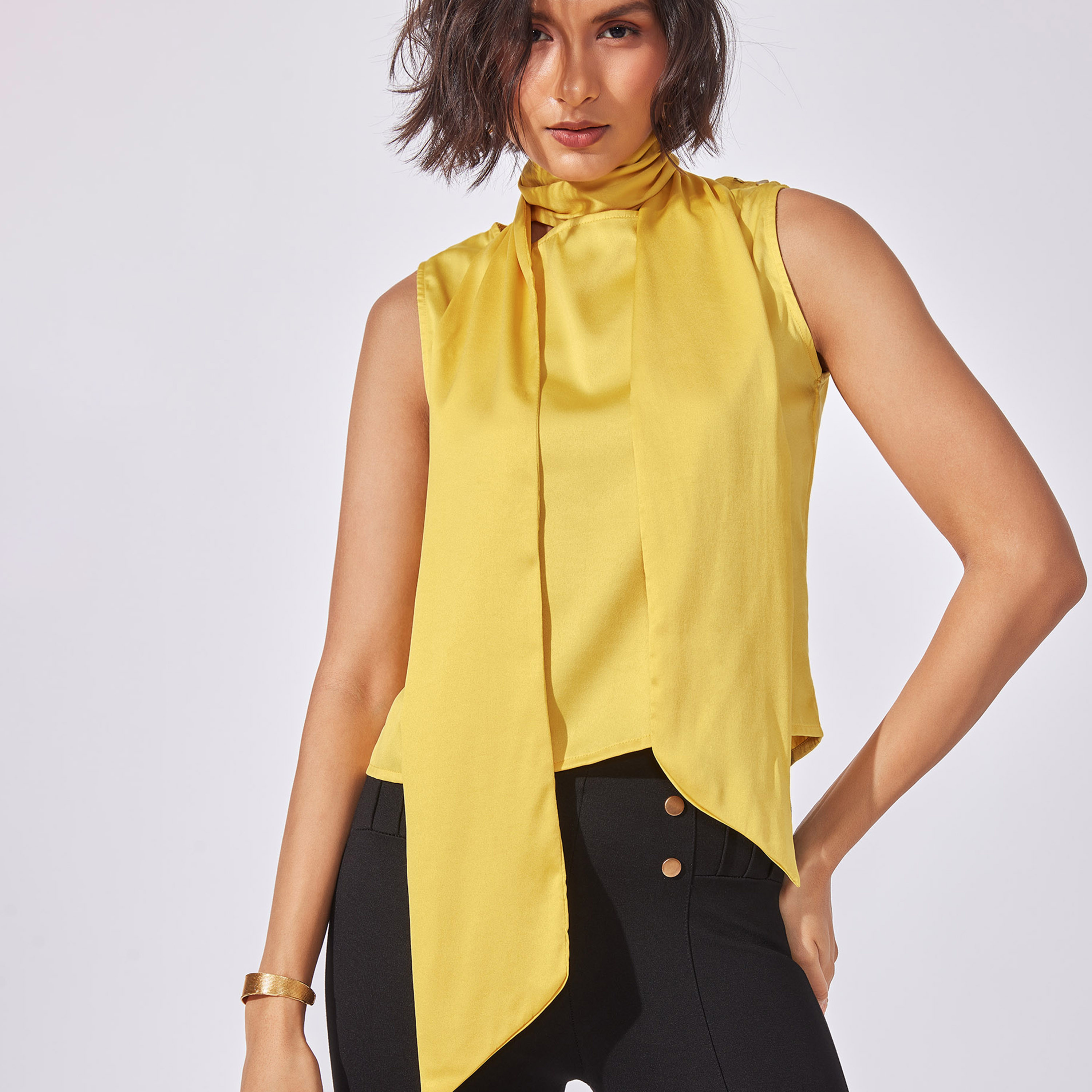 The Label Life Plain Tie-Up Neck Sleeveless Top-women-clothing-shirtsandblouses-blouses-image-1