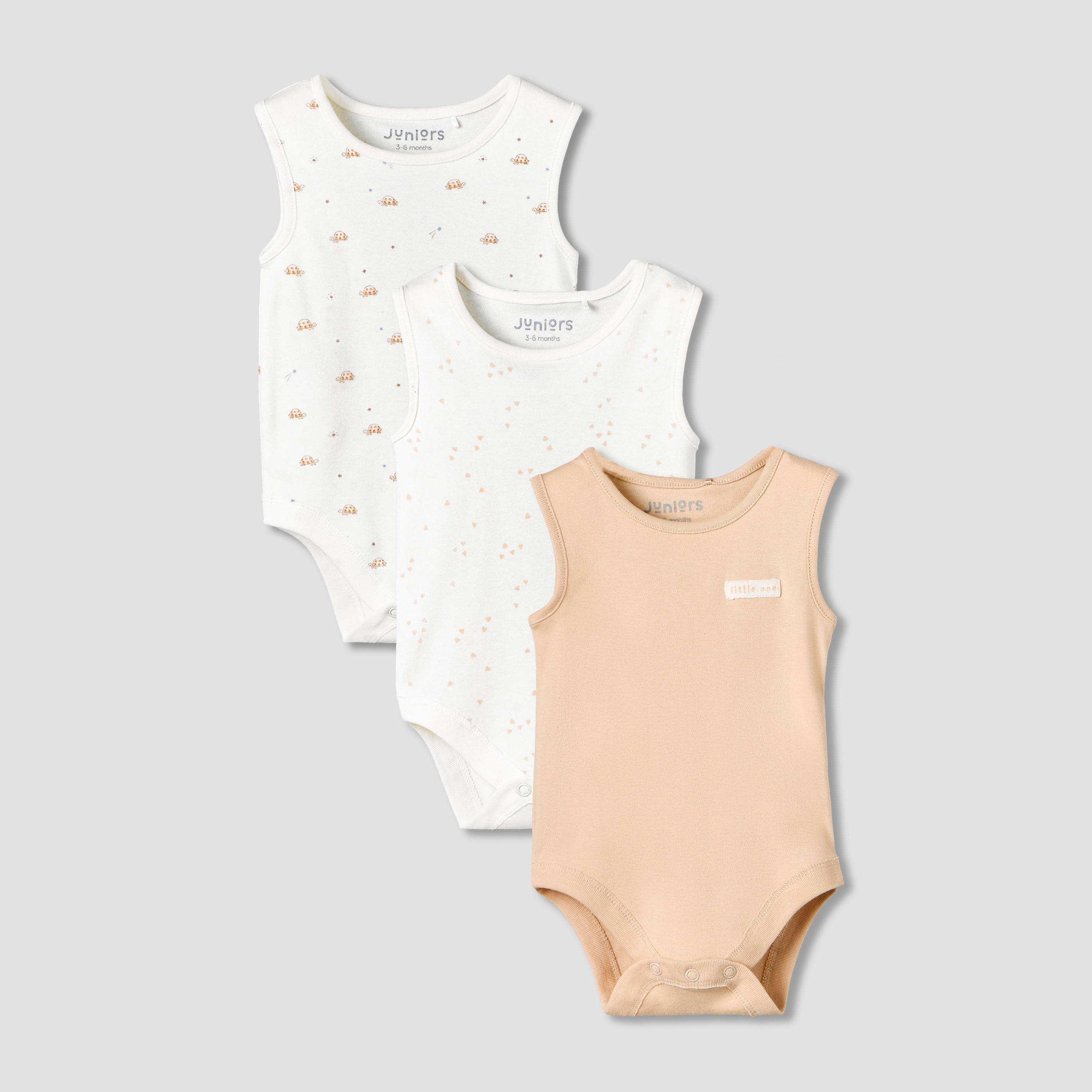 Pack of 3 Juniors Round Neck Sleeveless Bodysuit with Snap Button Closure-baby-boys-clothing-bodysuits-image-1