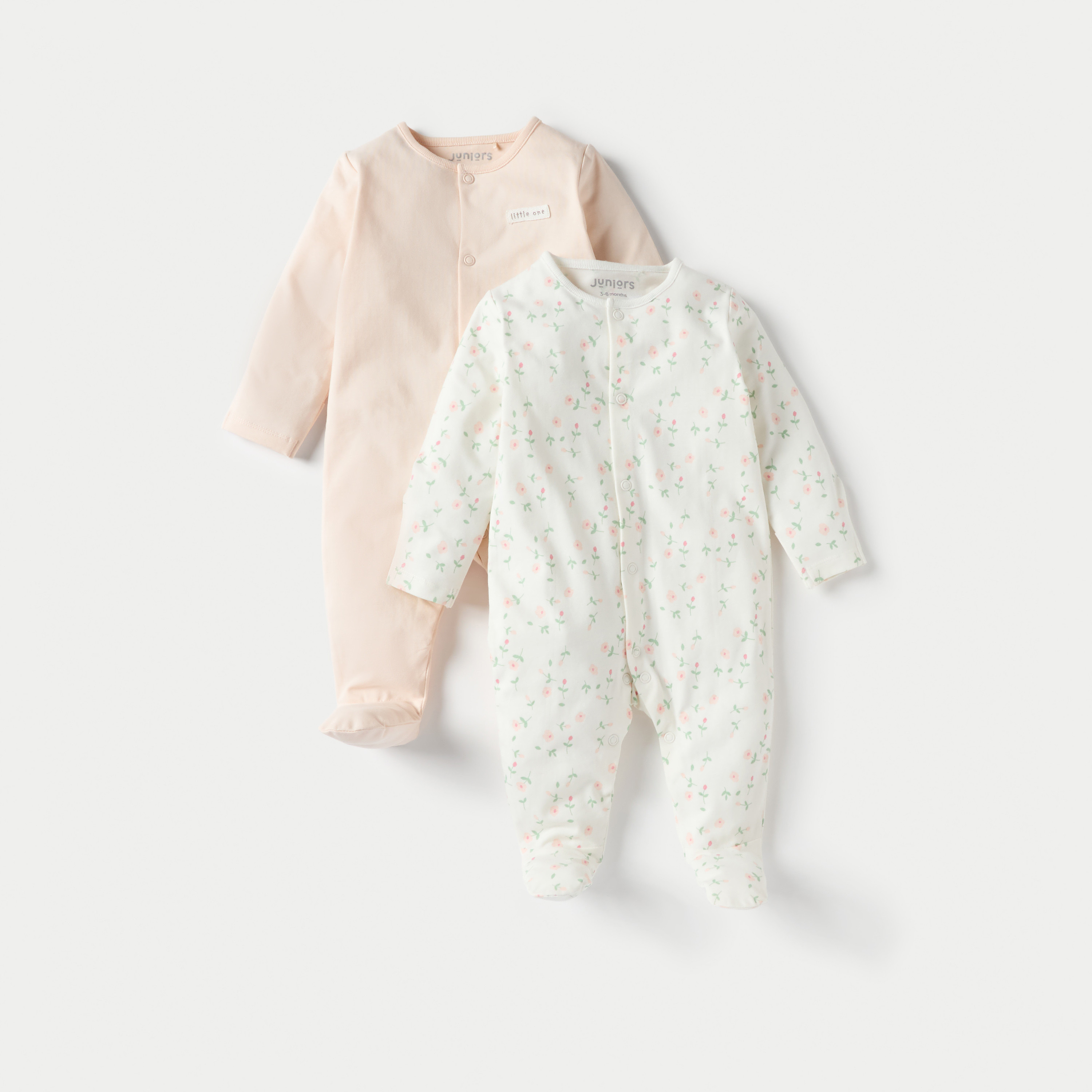 بدلة نوم بأقدام مغلقة وأكمام طويلة من جونيورز - طقم من قطعتين متنوعتين-baby-girls-clothing-nightwear-sleepsuits-image-1