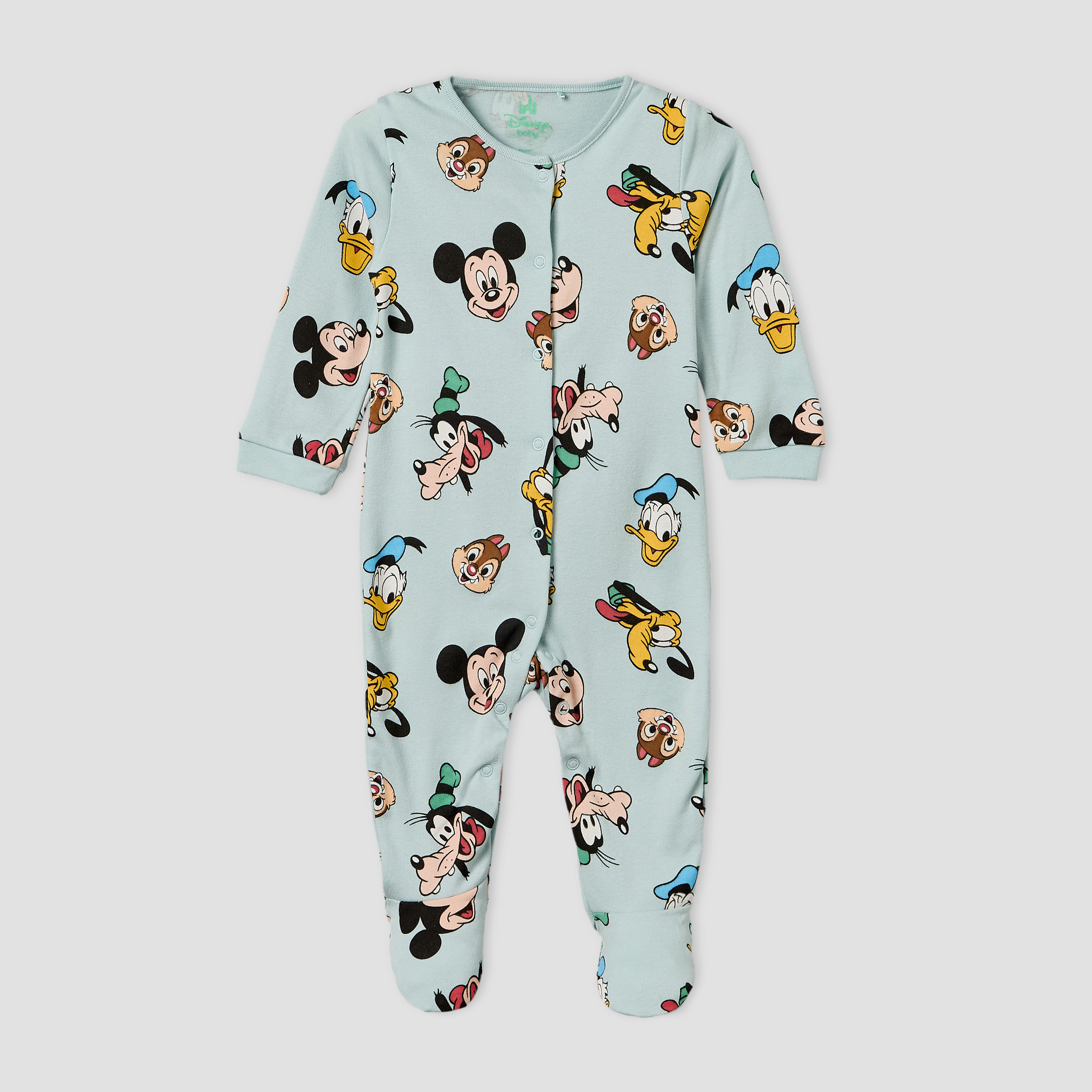 Pack of 2 Disney Cotton Crew Neck Long Sleeves Sleepsuit with Mickey Mouse and Friends Print-baby-boys-clothing-nightwear-sleepsuits-image-3