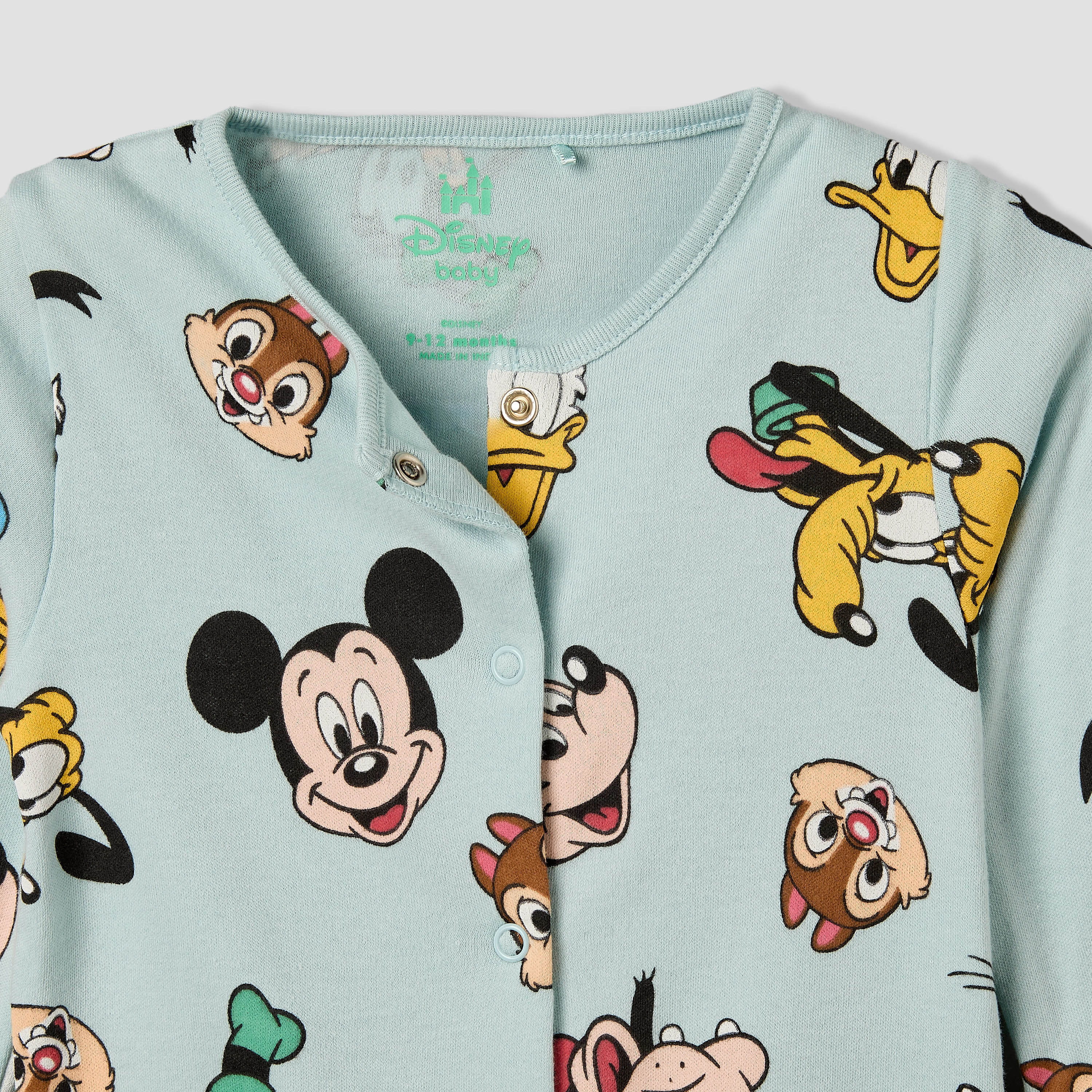 Pack of 2 Disney Cotton Crew Neck Long Sleeves Sleepsuit with Mickey Mouse and Friends Print-baby-boys-clothing-nightwear-sleepsuits-image-5