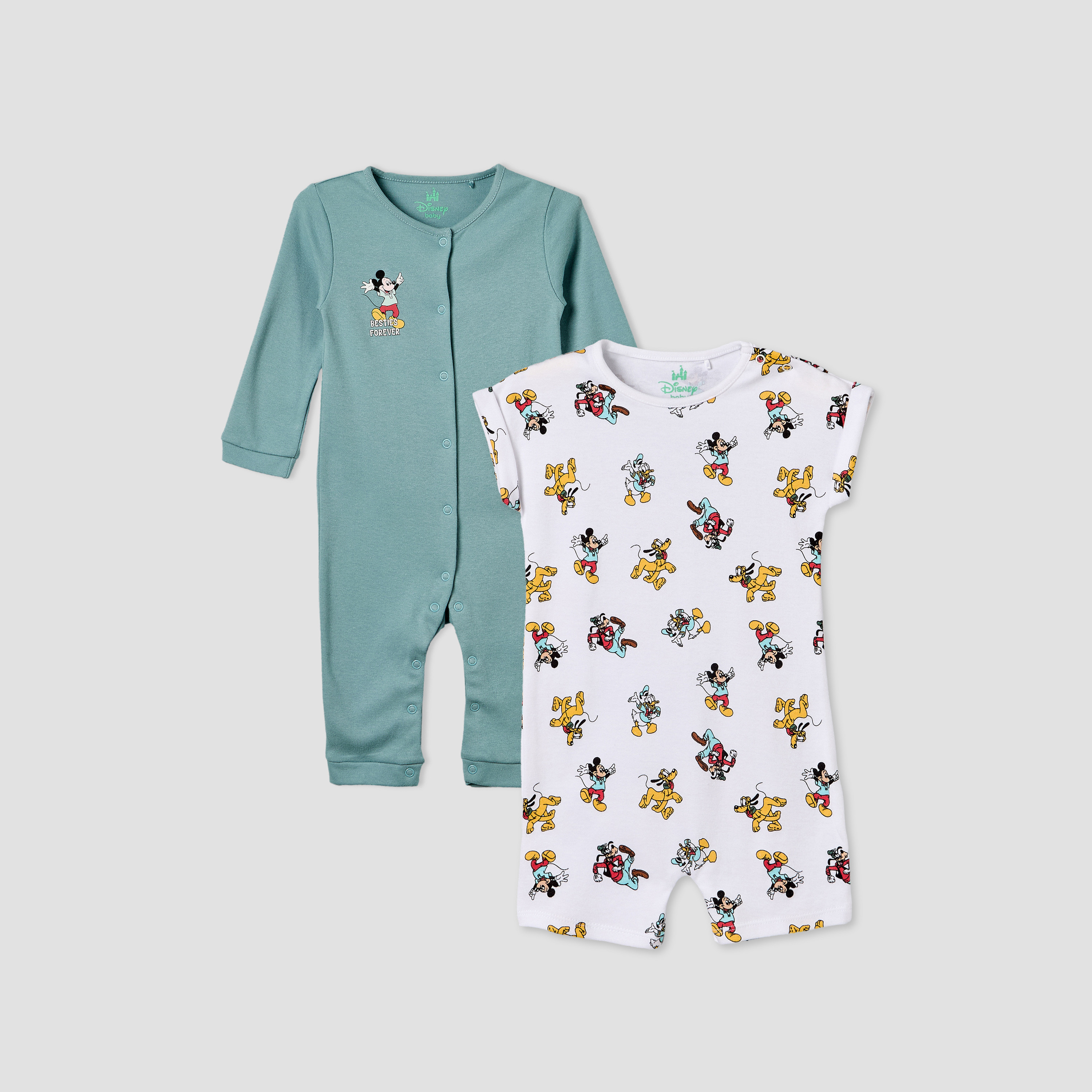 Set of 2 Disney Cotton Crew Neck Sleepsuit with Romper-baby-boys-clothing-rompers-image-1