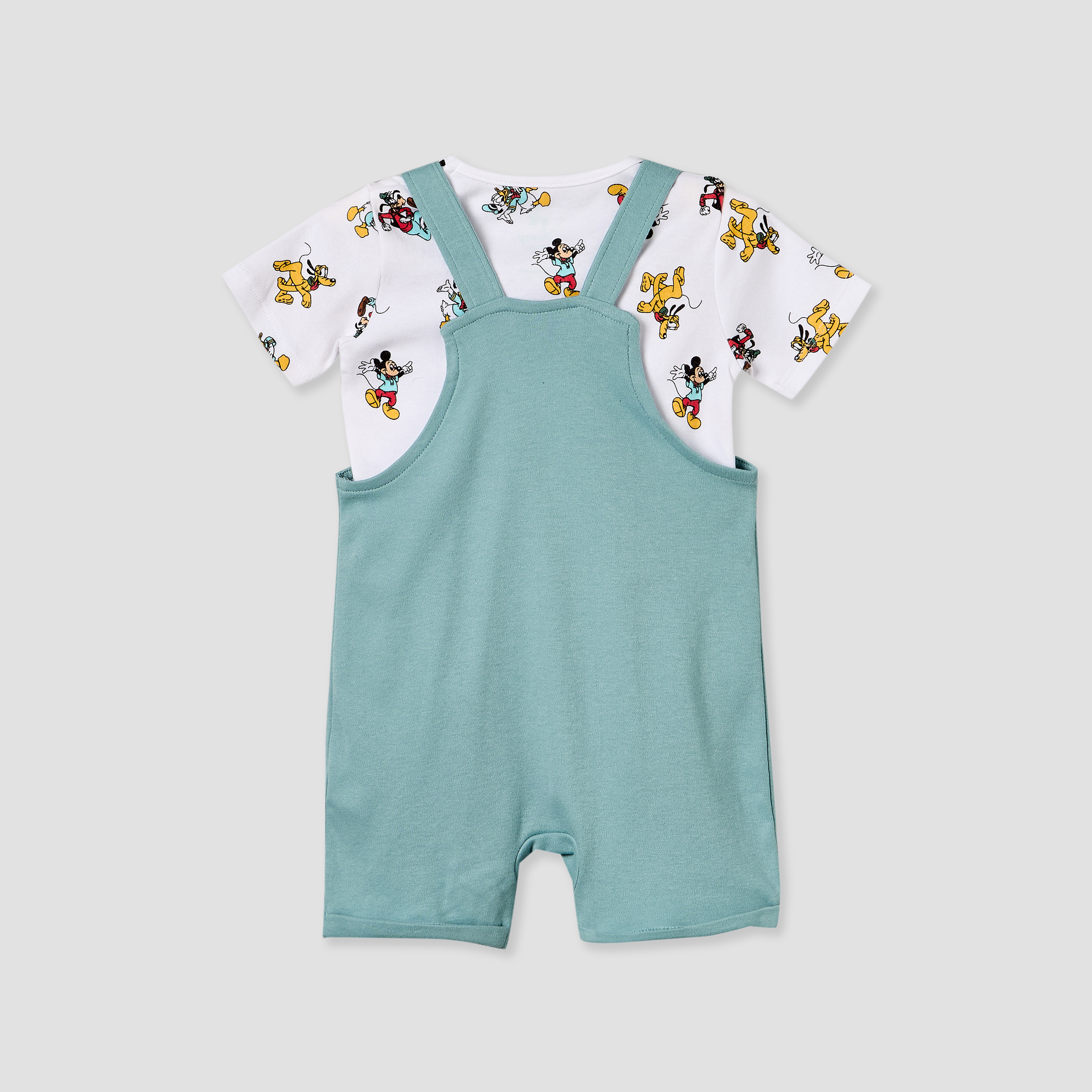 Disney Crew Neck Short Sleeves T-shirt and Dungaree Set with Mickey Mouse and Friends Print-baby-boys-clothing-setsandcoords-image-2