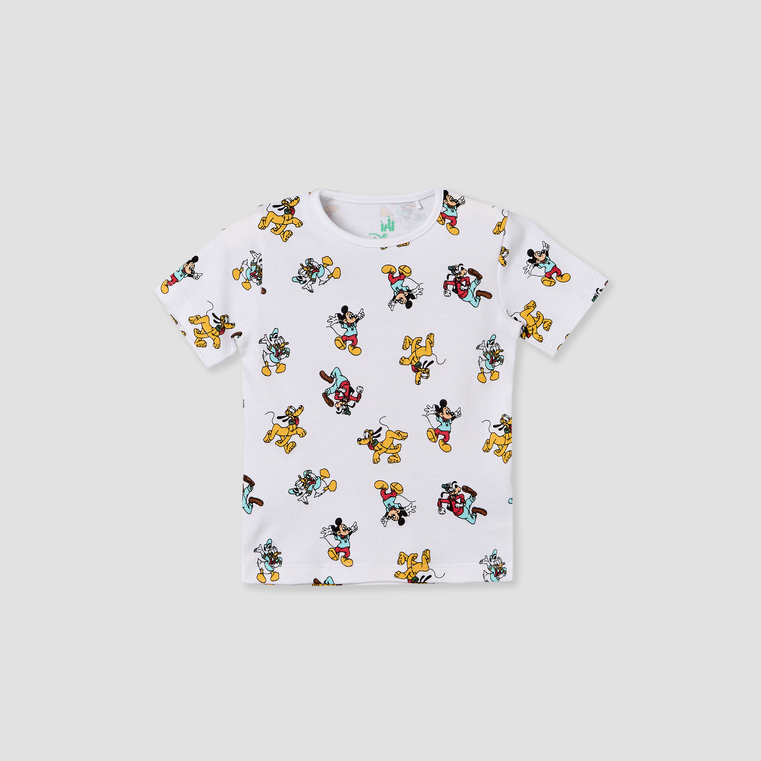 Disney Crew Neck Short Sleeves T-shirt and Dungaree Set with Mickey Mouse and Friends Print-baby-boys-clothing-setsandcoords-image-3