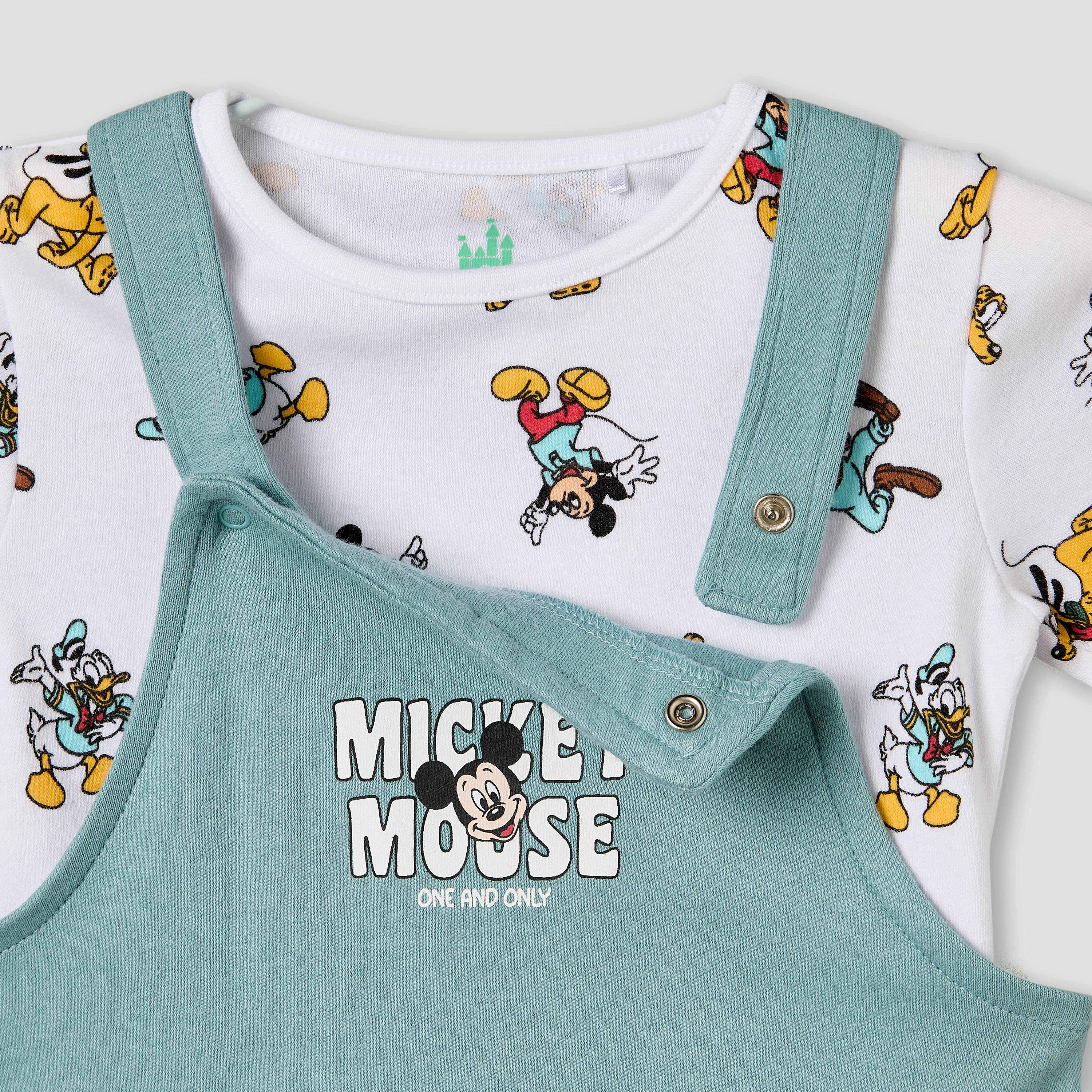 Disney Crew Neck Short Sleeves T-shirt and Dungaree Set with Mickey Mouse and Friends Print-baby-boys-clothing-setsandcoords-image-5