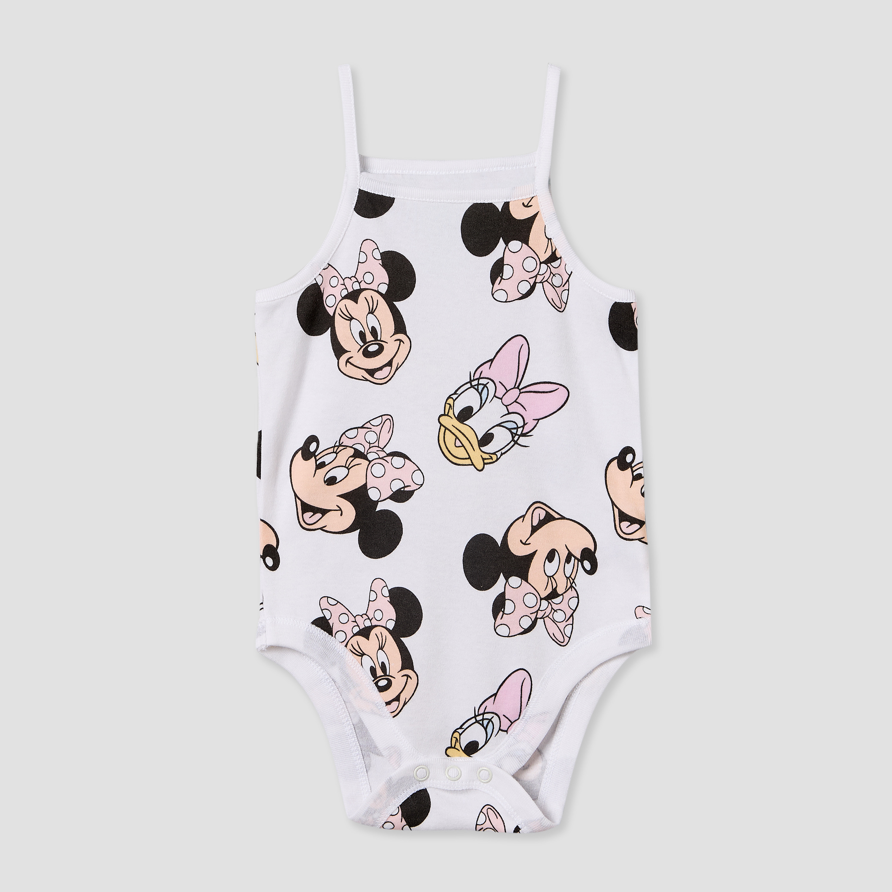 Pack of 3 Disney Cotton Square Neck Sleeveless Bodysuit with Minnie Mouse and Daisy Duck Print-baby-girls-clothing-bodysuits-image-4