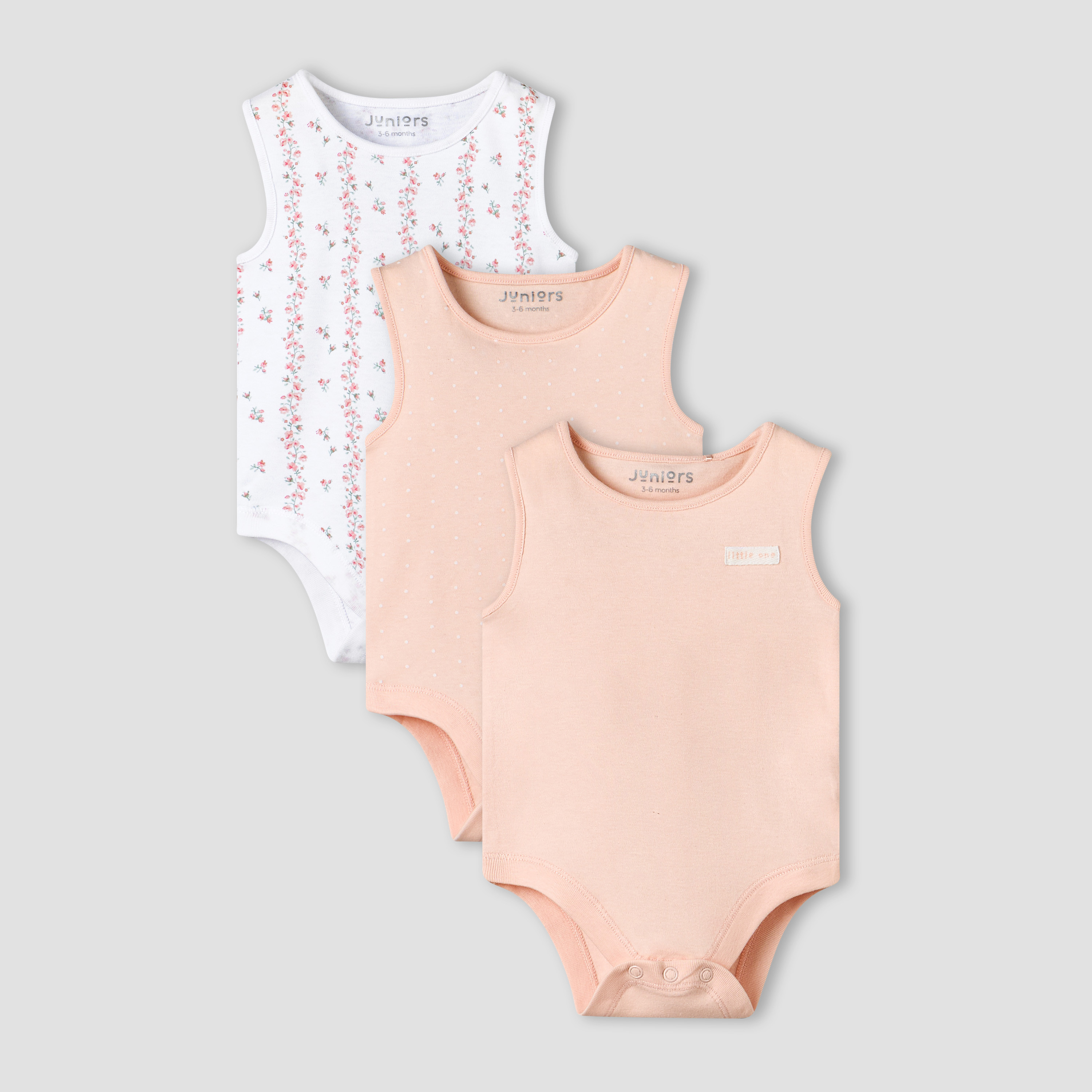Pack of 3 Juniors Cotton Sleeveless Bodysuit with Snap Button Closure-baby-girls-clothing-bodysuits-image-1