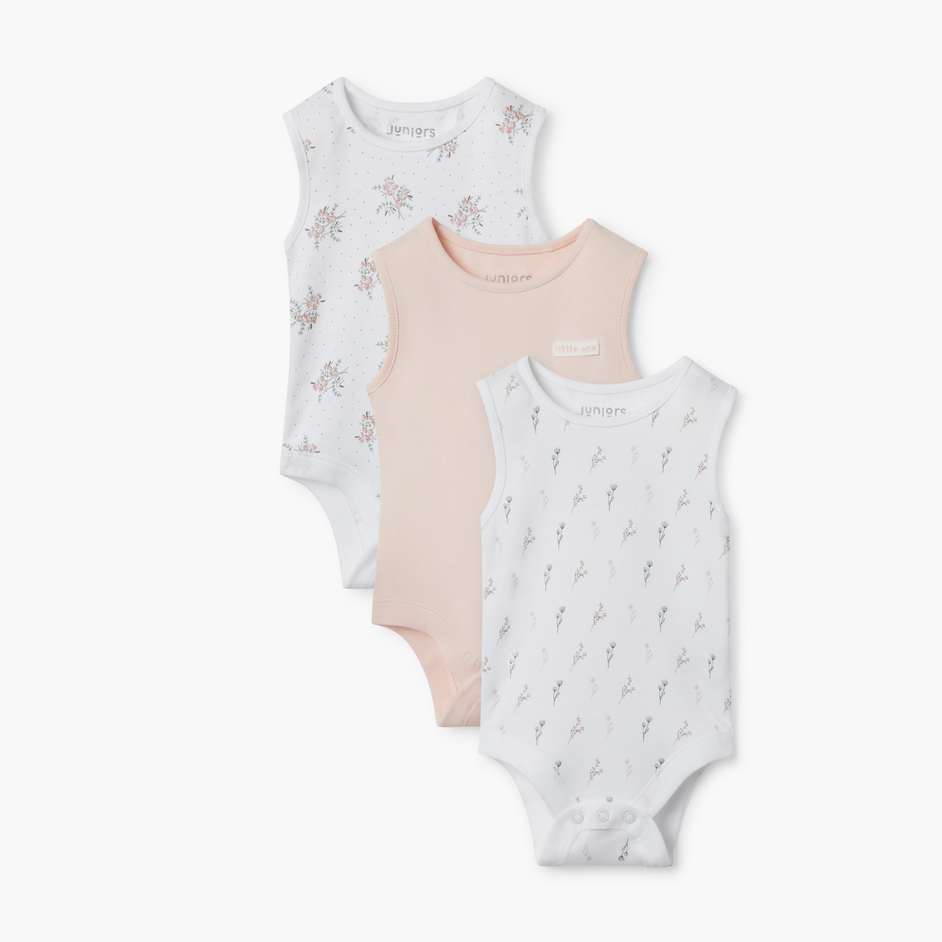 Juniors Printed Sleeveless Bodysuit - Set of 3-baby-girls-clothing-bodysuits-image-1