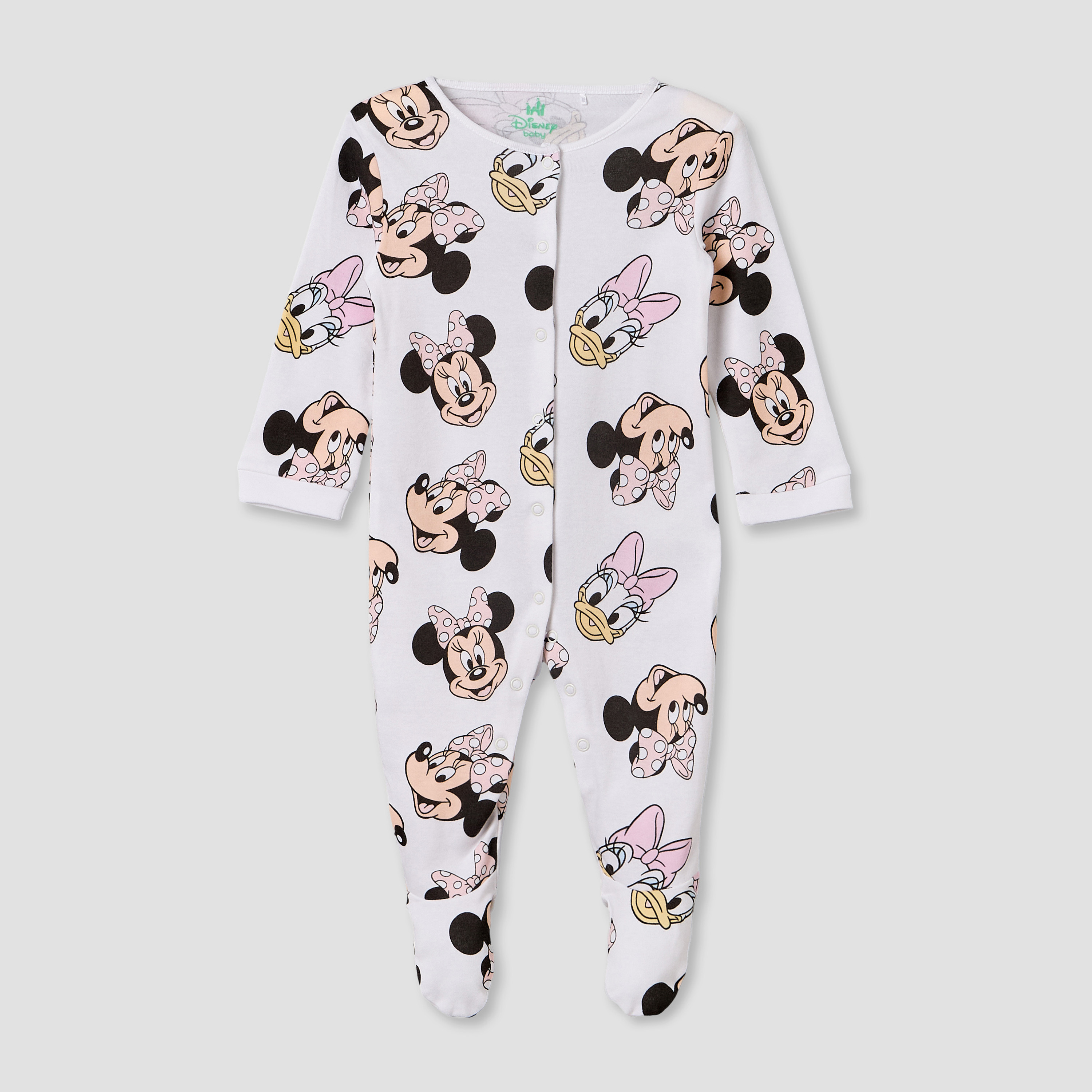 Pack of 2 Disney Cotton Crew Neck Long Sleeves Sleepsuit with Minnie Mouse Print-baby-girls-clothing-nightwear-sleepsuits-image-2