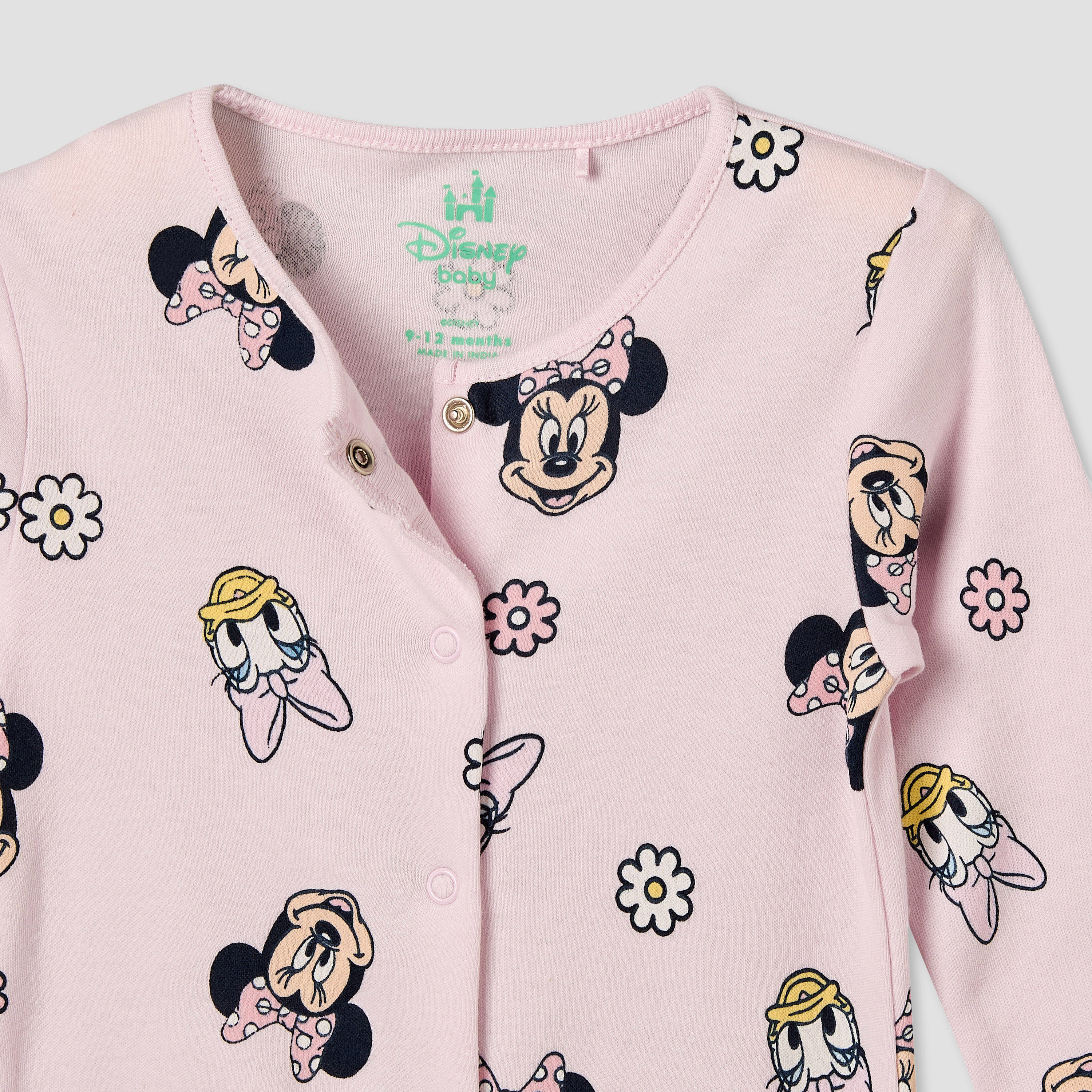 Pack of 2 Disney Cotton Crew Neck Long Sleeves Sleepsuit with Minnie Mouse Print-baby-girls-clothing-nightwear-sleepsuits-image-4