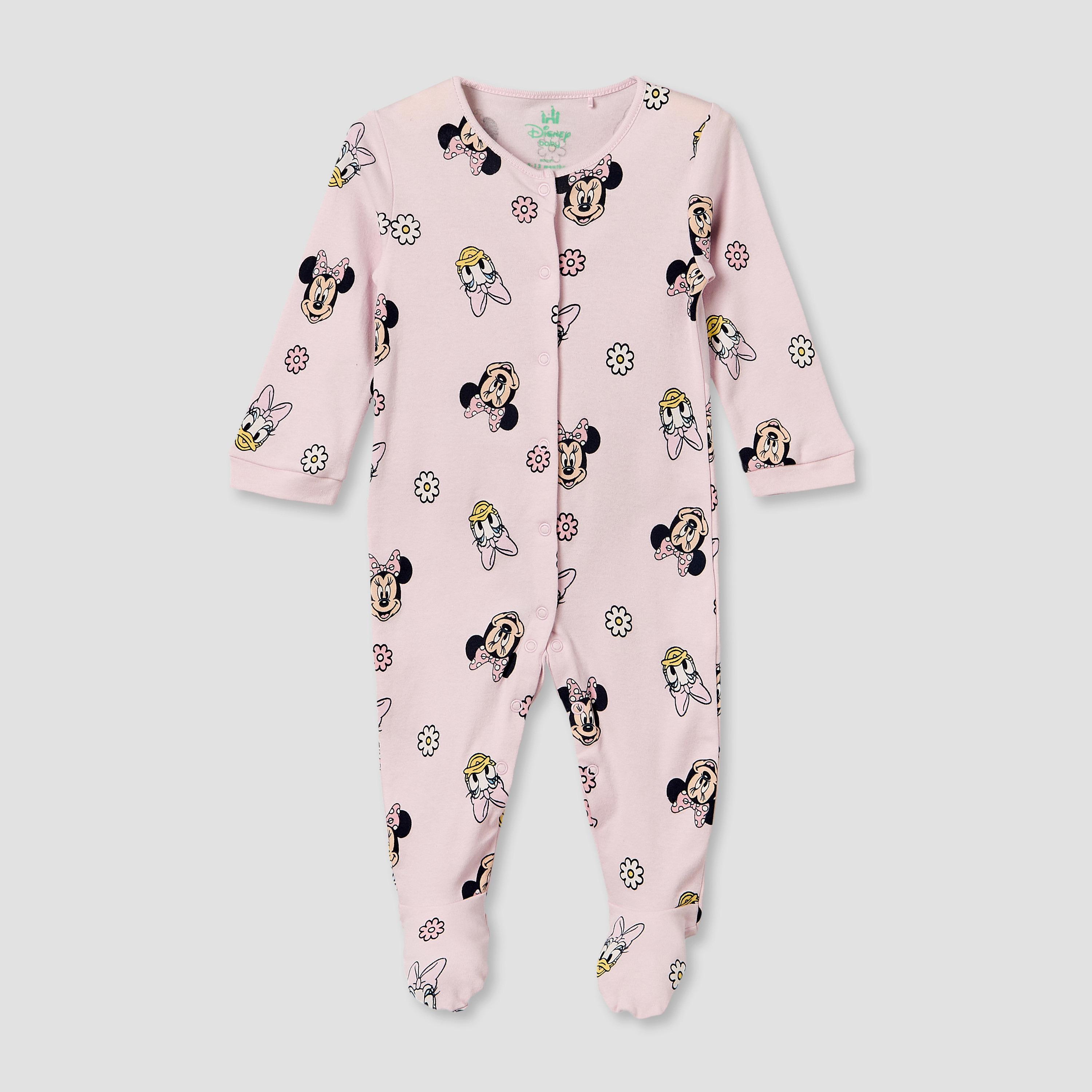 Pack of 2 Disney Cotton Crew Neck Long Sleeves Sleepsuit with Minnie Mouse Print-baby-girls-clothing-nightwear-sleepsuits-image-7
