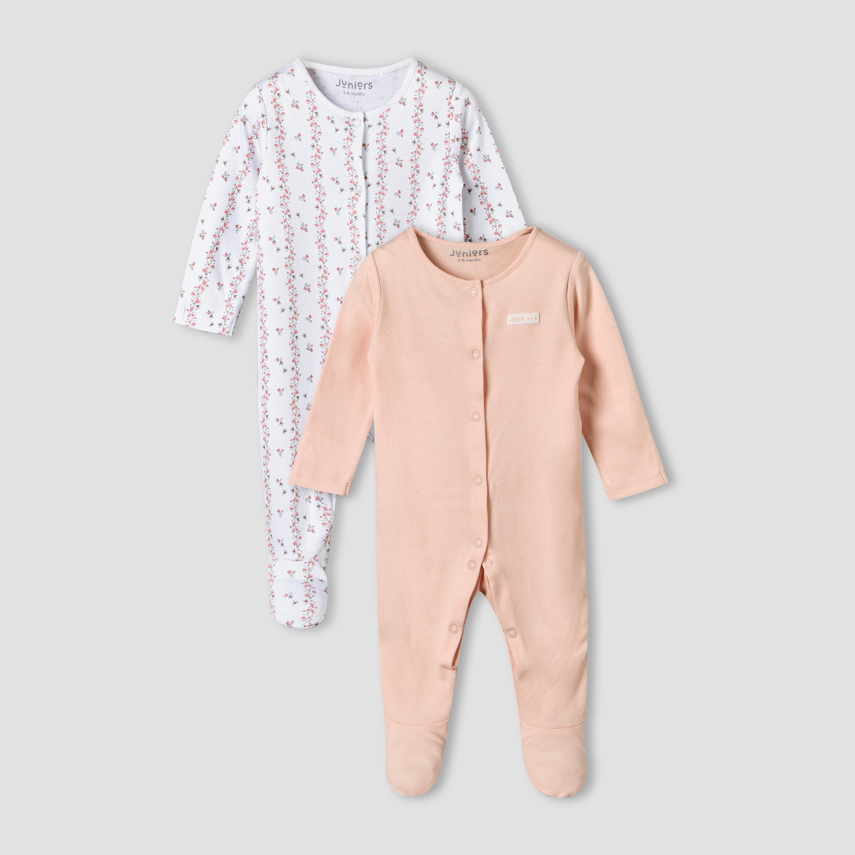 Pack of 2 Juniors Cotton Long Sleeves Sleepsuit with Assorted Design-baby-girls-clothing-nightwear-sleepsuits-image-1