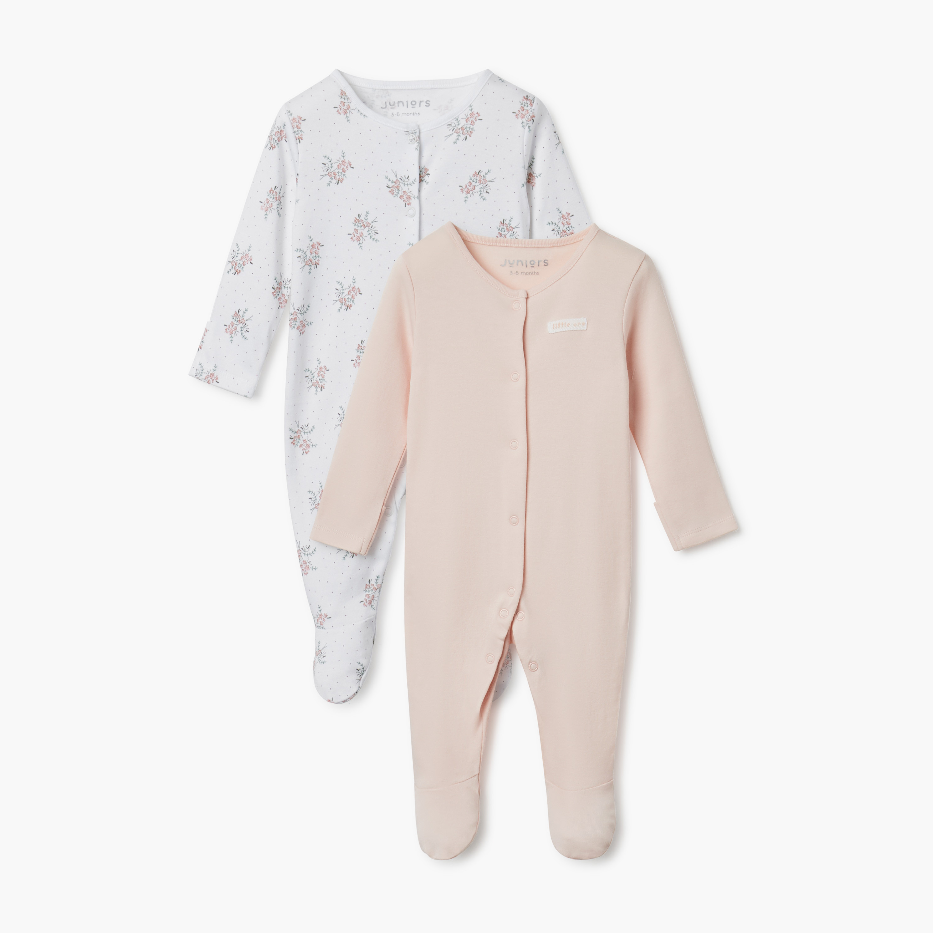 بدلة نوم بأكمام طويلة وأقدام مغلقة من جونيورز - طقم من قطعتين متنوعتين-baby-girls-clothing-nightwear-sleepsuits-image-1