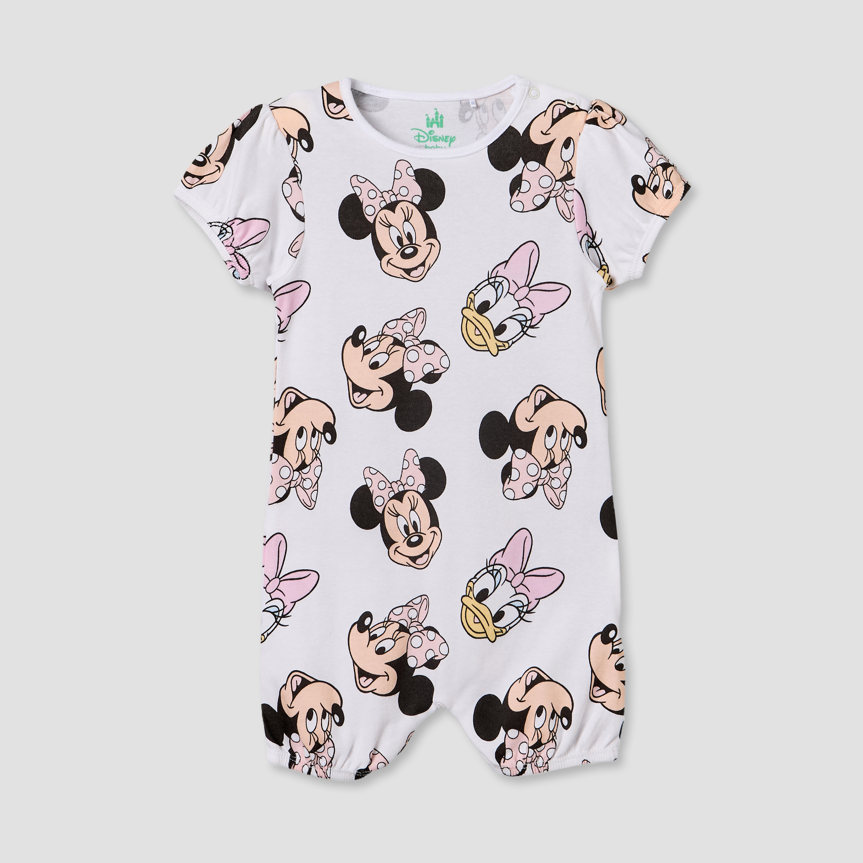 Set of 2 Disney Cotton Round Neck Sleepsuit with Romper-baby-girls-clothing-nightwear-sleepsuits-image-3