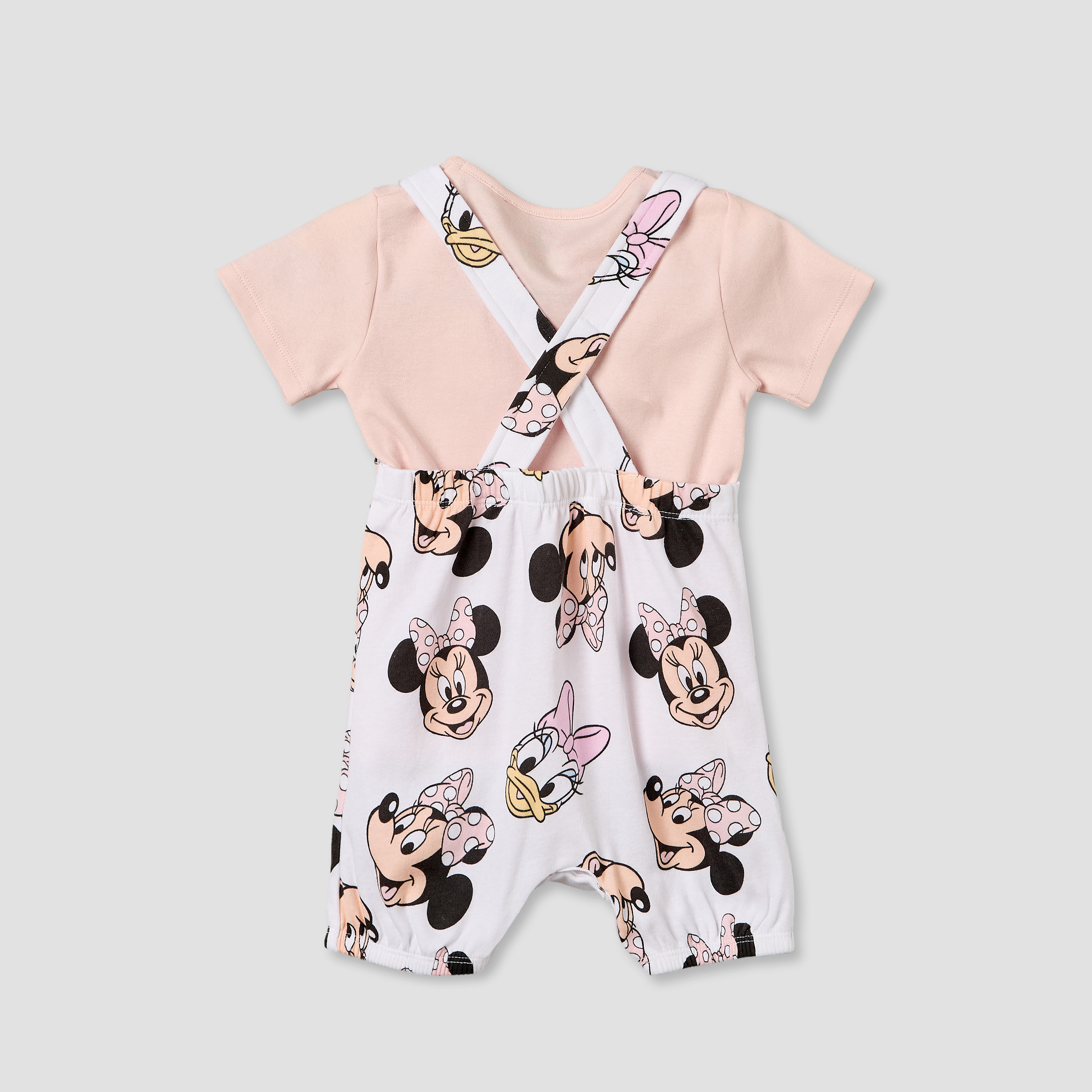 Disney Crew Neck Short Sleeves T-shirt and Dungaree Set with Minnie Mouse and Daisy Duck Print-baby-girls-clothing-setsandcoords-image-2
