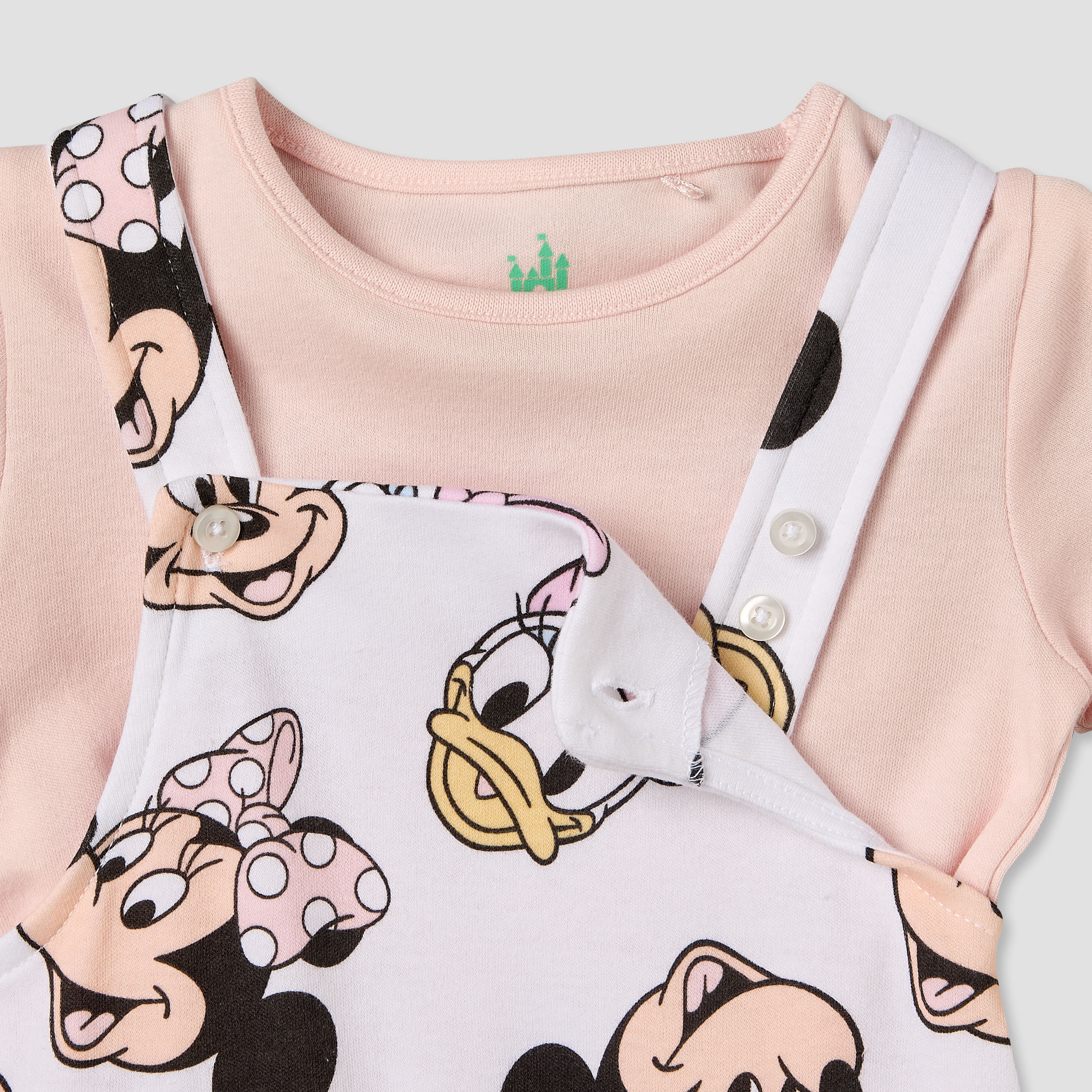 Disney Crew Neck Short Sleeves T-shirt and Dungaree Set with Minnie Mouse and Daisy Duck Print-baby-girls-clothing-setsandcoords-image-7