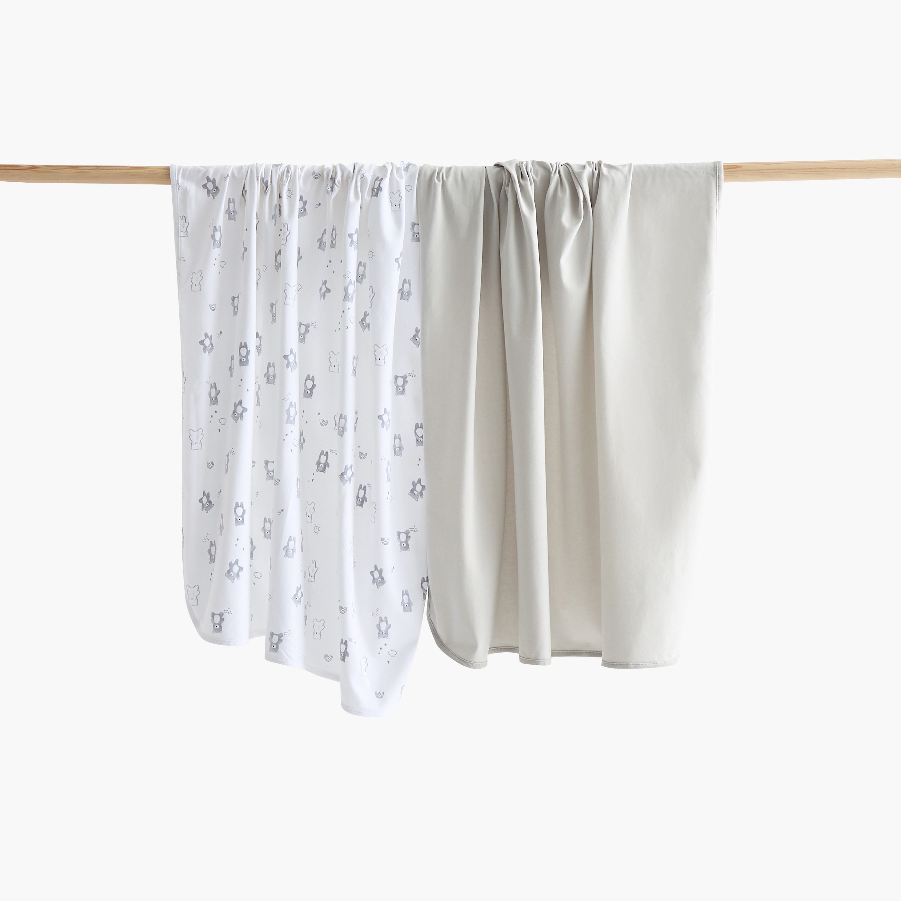 طقم بطانيات حديثي ولادة متنوعة قطعتين من جونيورز - 70x70 سم-baby-nursery-blanketsandswaddles-receivingblankets-image-1