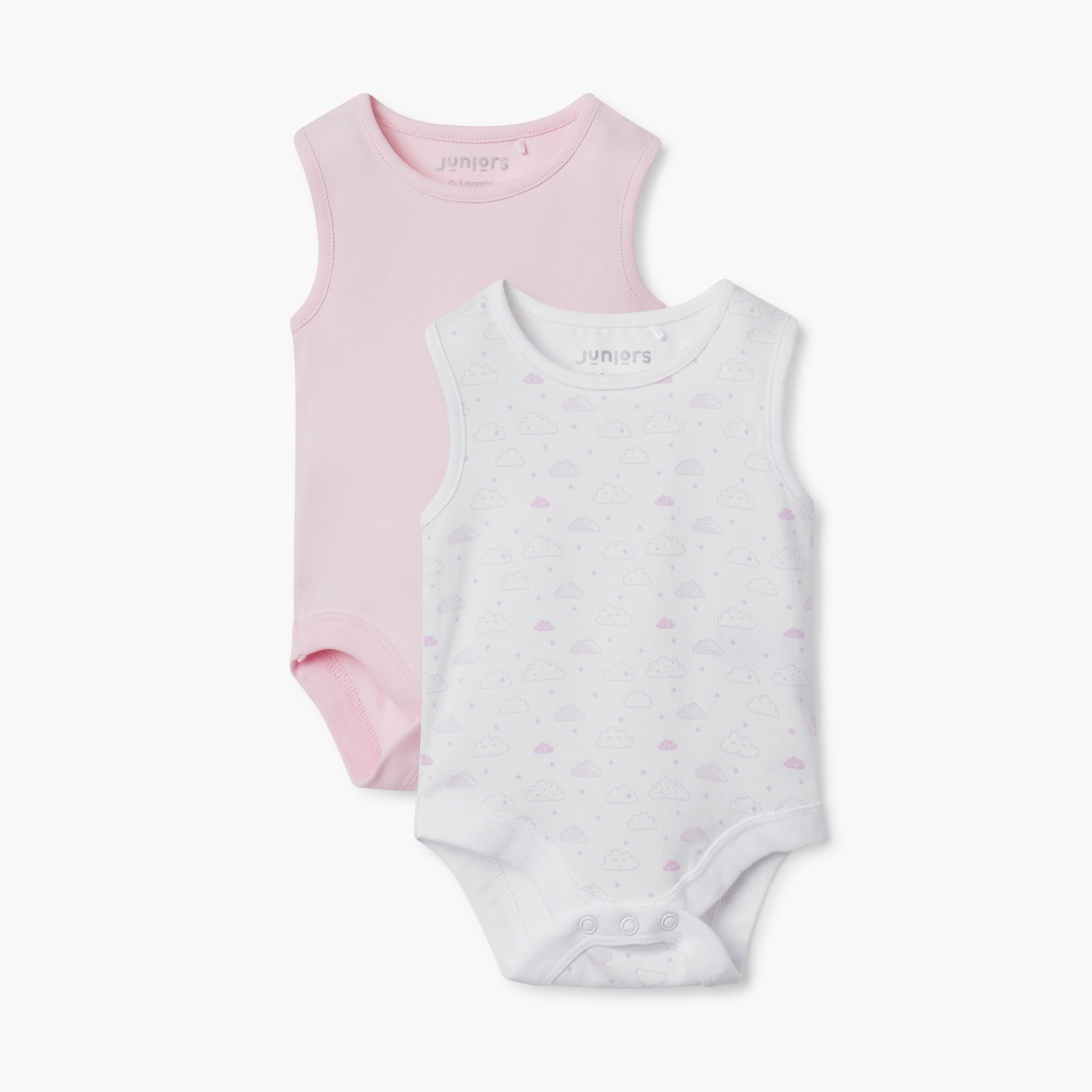Juniors Assorted Sleeveless Bodysuit with Snap Button Closure - Set of 2-baby-girls-clothing-bodysuits-image-1