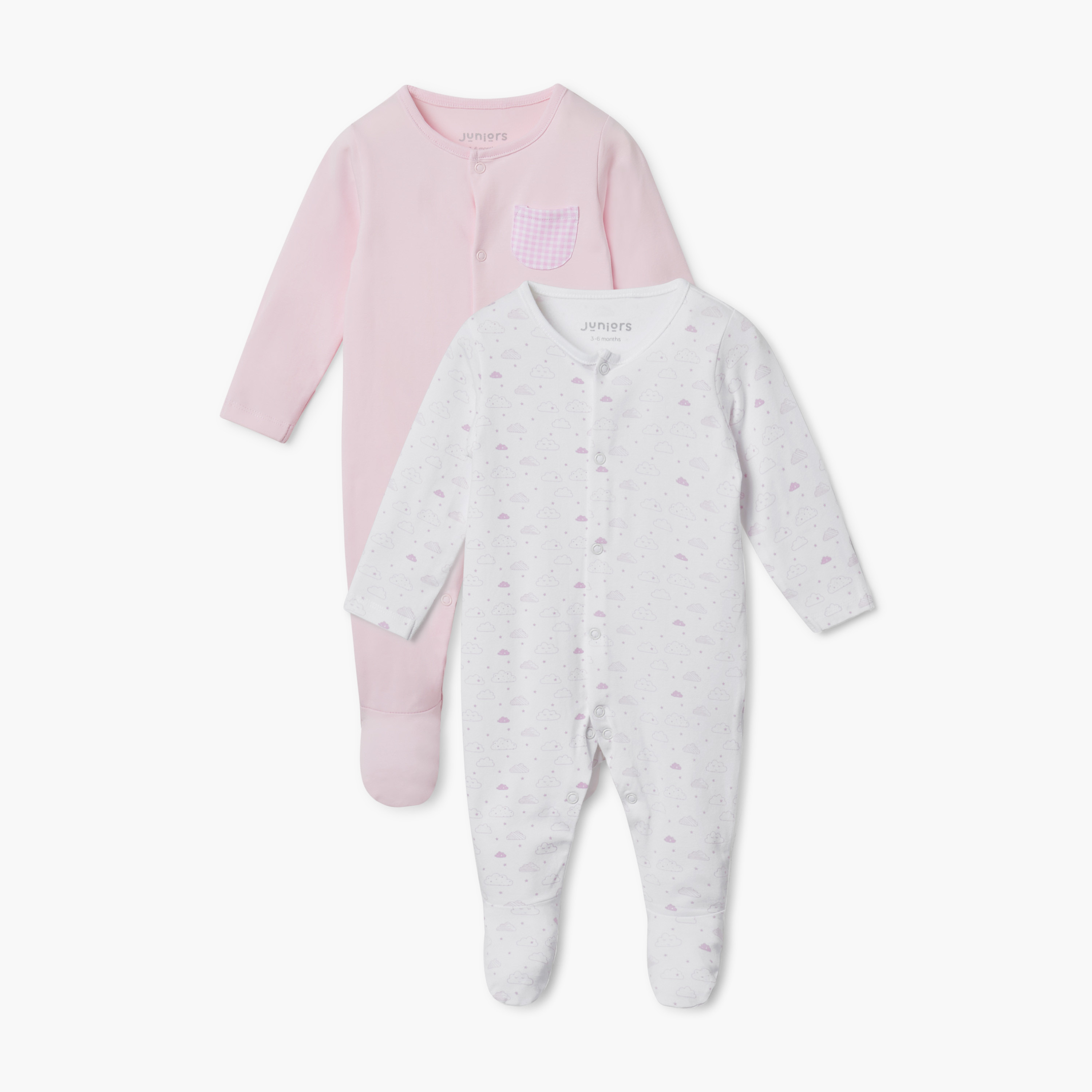Juniors Assorted Closed Feet Sleepsuit - Set of 2-baby-girls-clothing-nightwear-sleepsuits-image-1