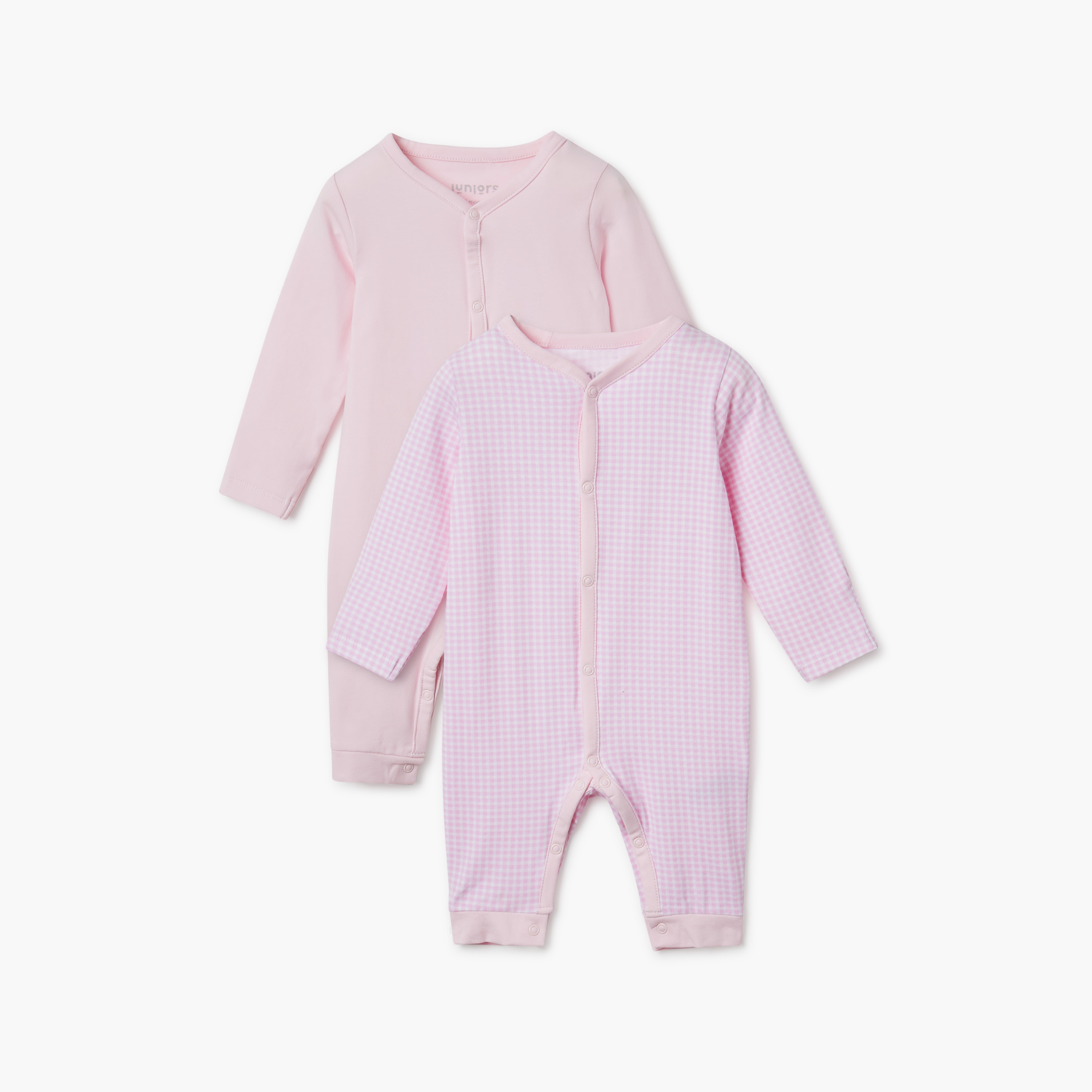 Juniors Assorted Sleepsuit with Long Sleeves - Set of 2-baby-girls-clothing-nightwear-sleepsuits-image-1
