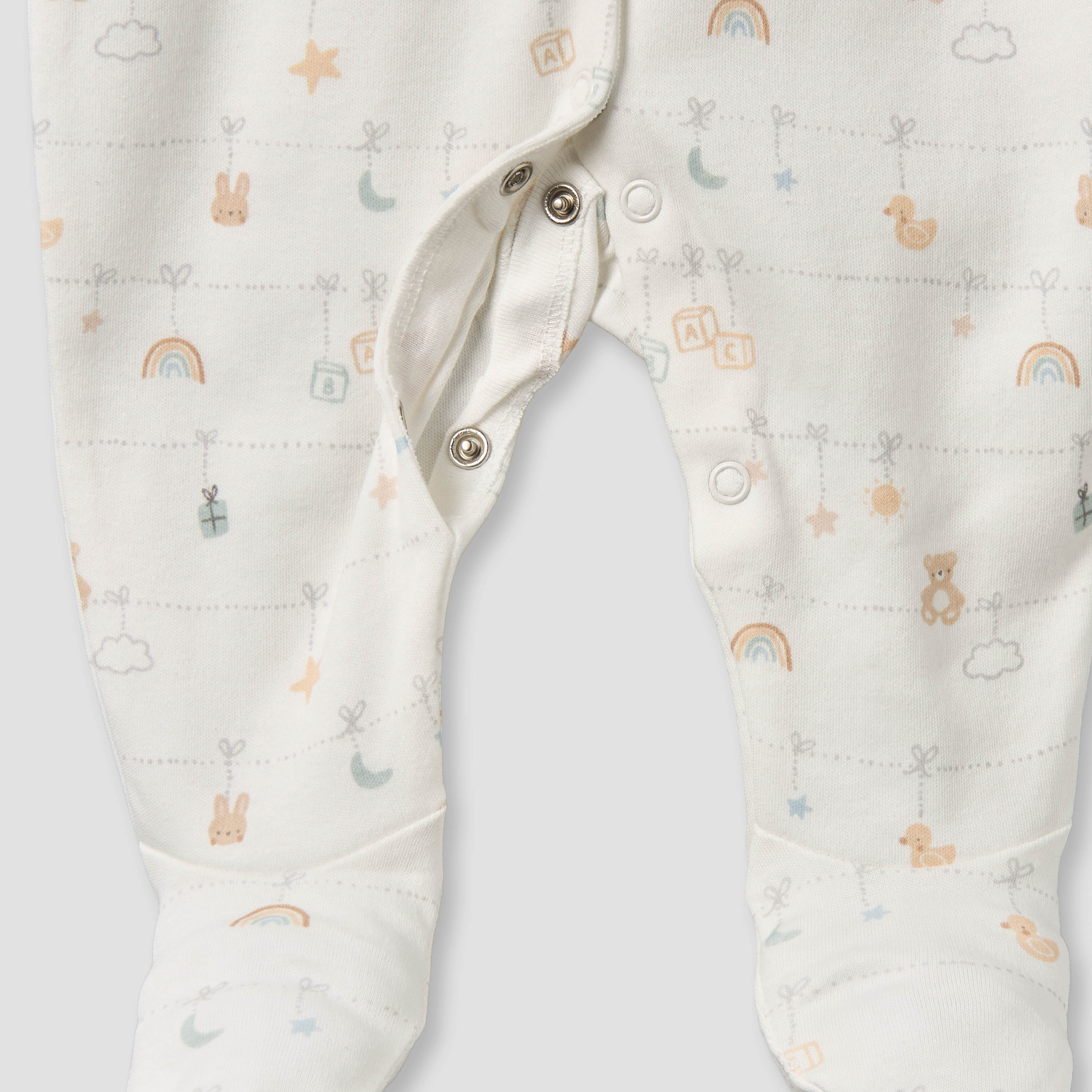 Pack of 2 Juniors Cotton Round Neck Long Sleeves Sleepsuit with Snap Button Closure-baby-girls-clothing-nightwear-sleepsuits-image-7