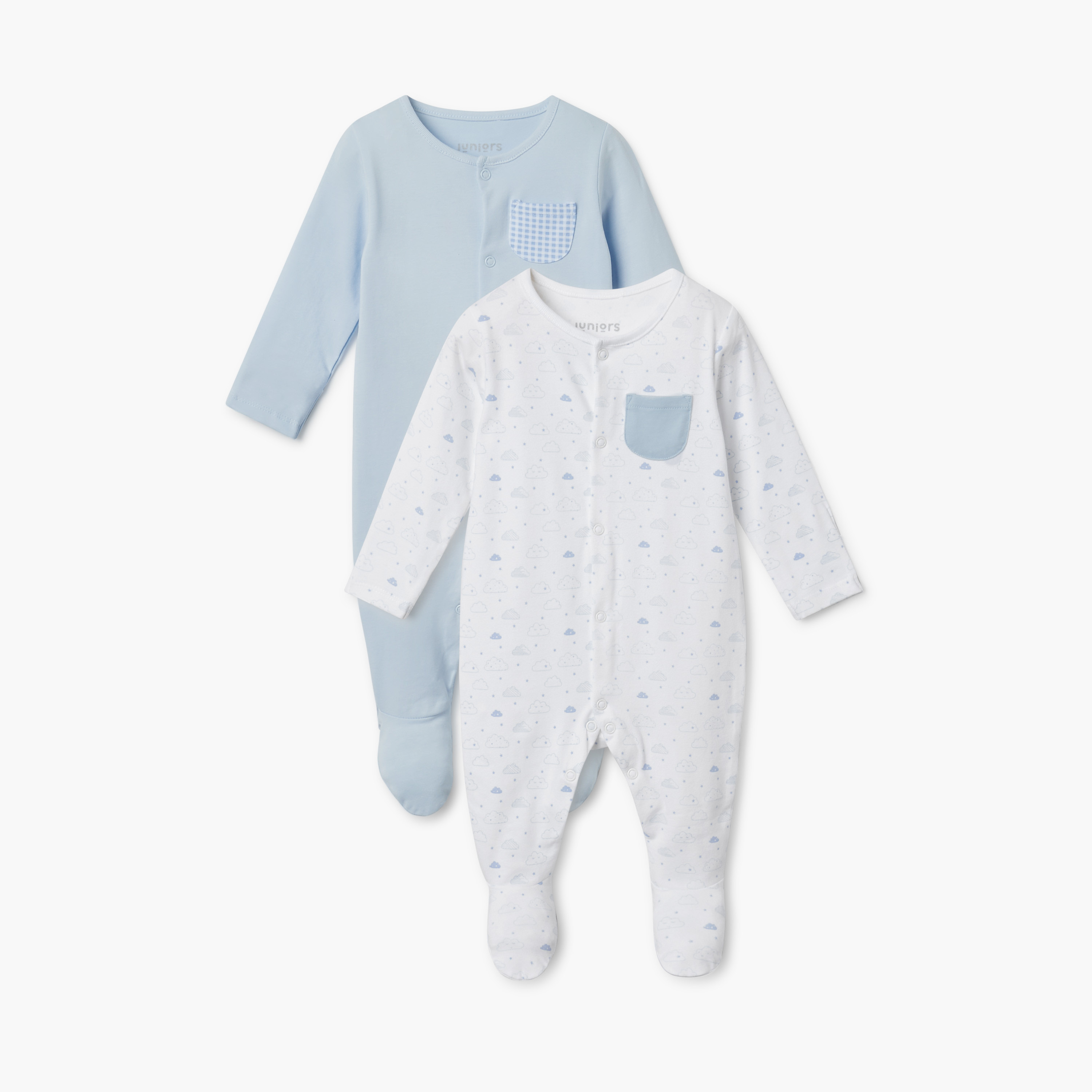 Juniors Assorted Sleepsuit with Long Sleeves and Pocket - Set of 2-baby-boys-clothing-nightwear-sleepsuits-image-1