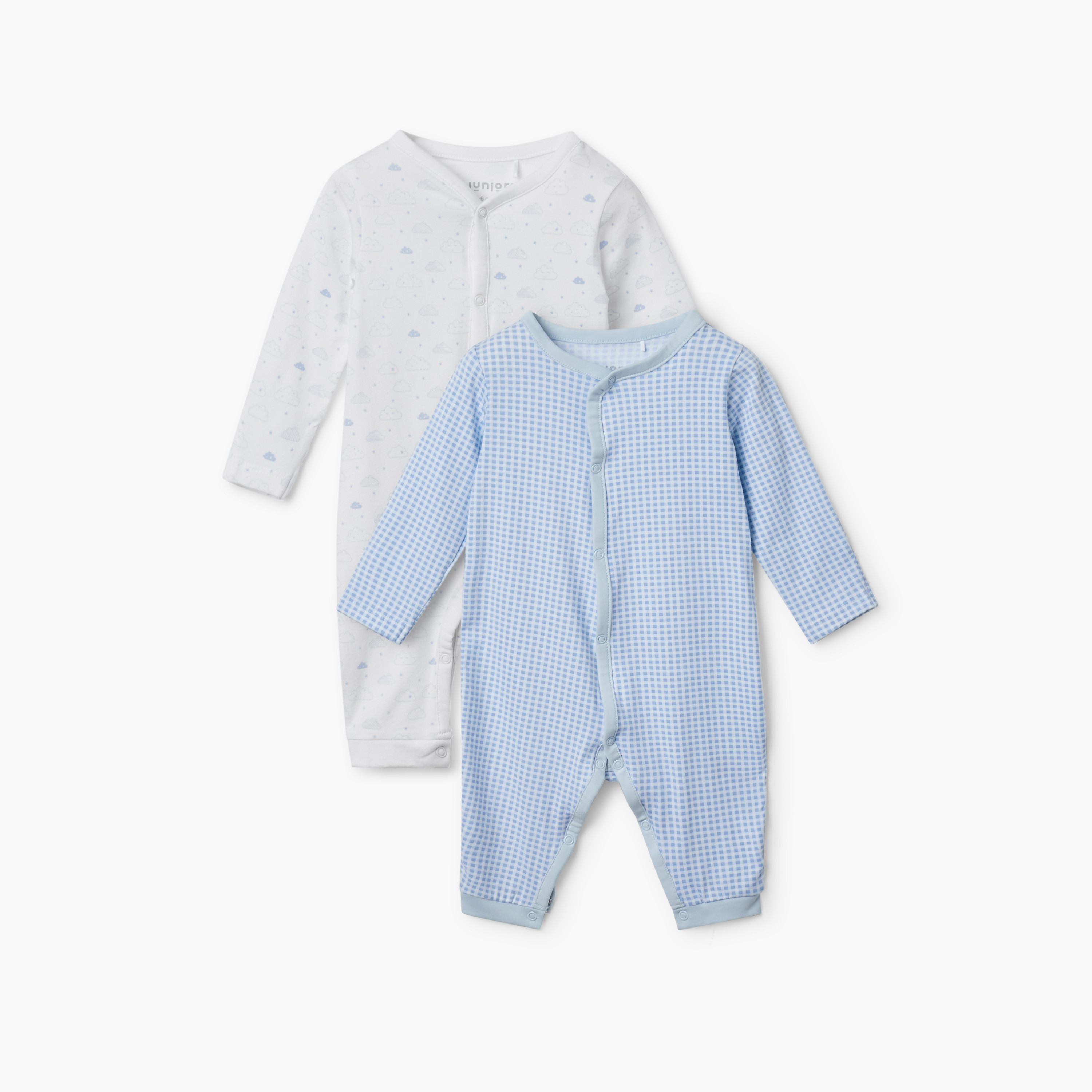 Juniors Printed Sleepsuit with Long Sleeves - Set of 2-baby-boys-clothing-nightwear-sleepsuits-image-1