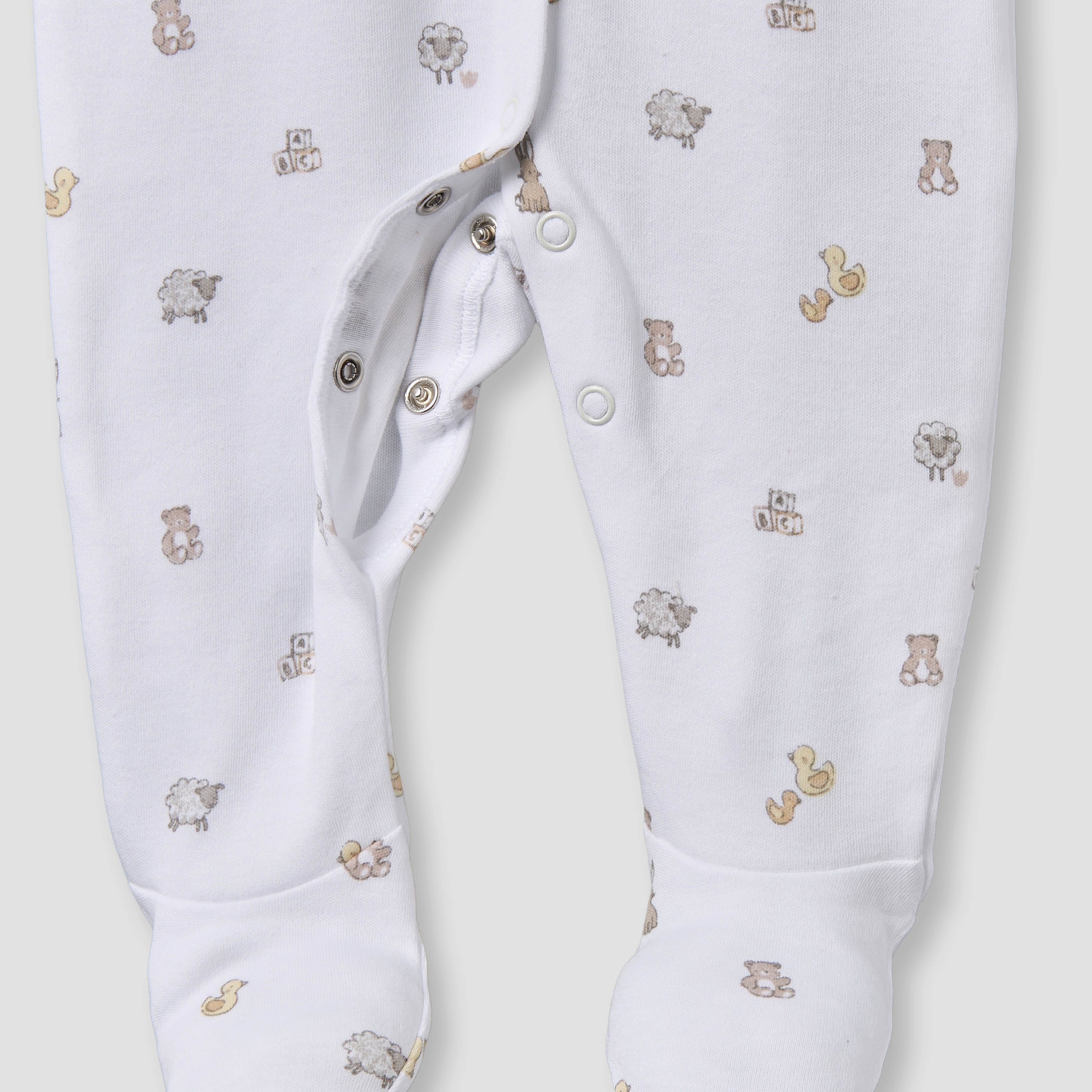 Pack of 2 Juniors Cotton Round Neck Long Sleeves Sleepsuit with Snap Button Closure-baby-girls-clothing-nightwear-sleepsuits-image-7