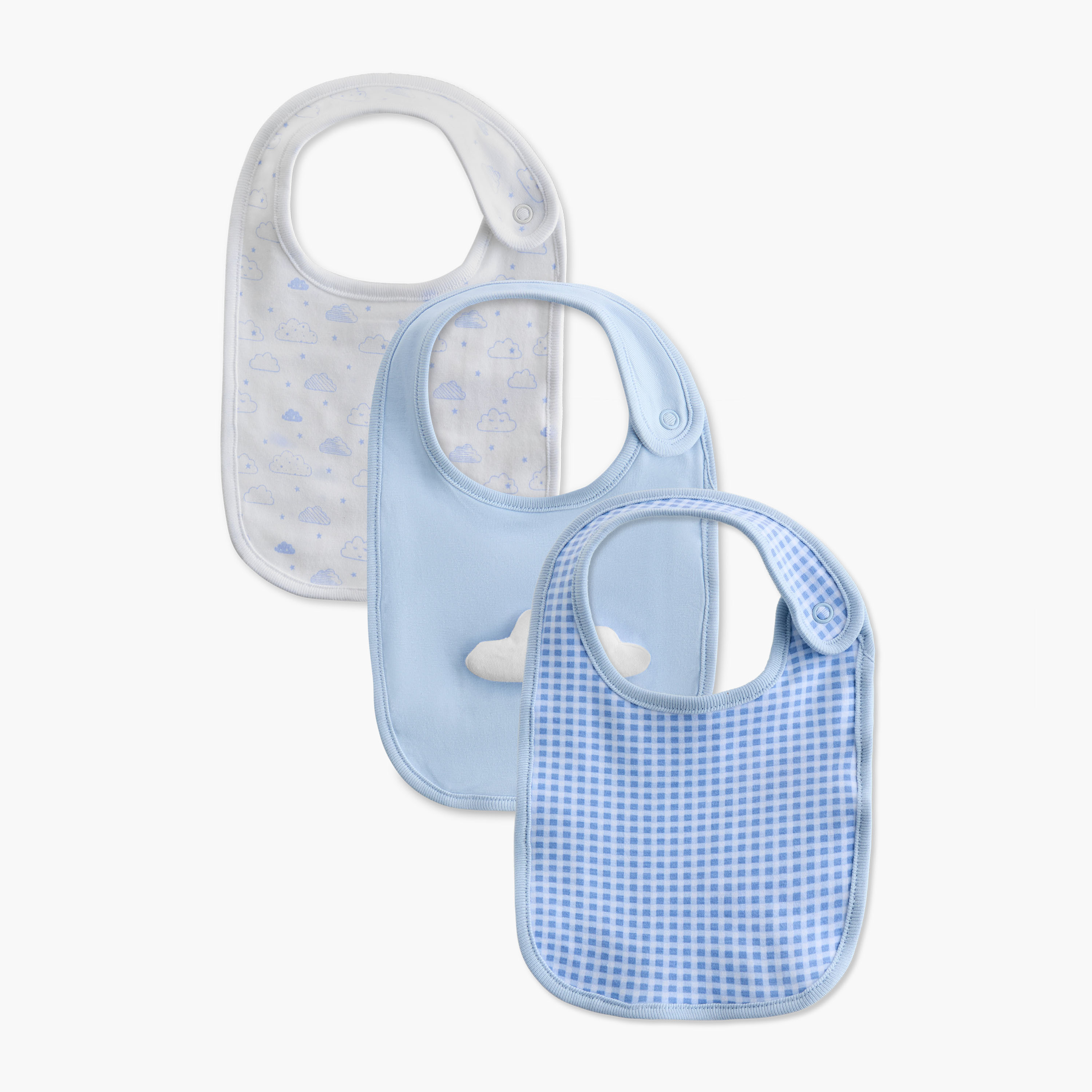 Juniors Assorted Bib with Button Closure - Set of 3-baby-feeding-bibs-image-1